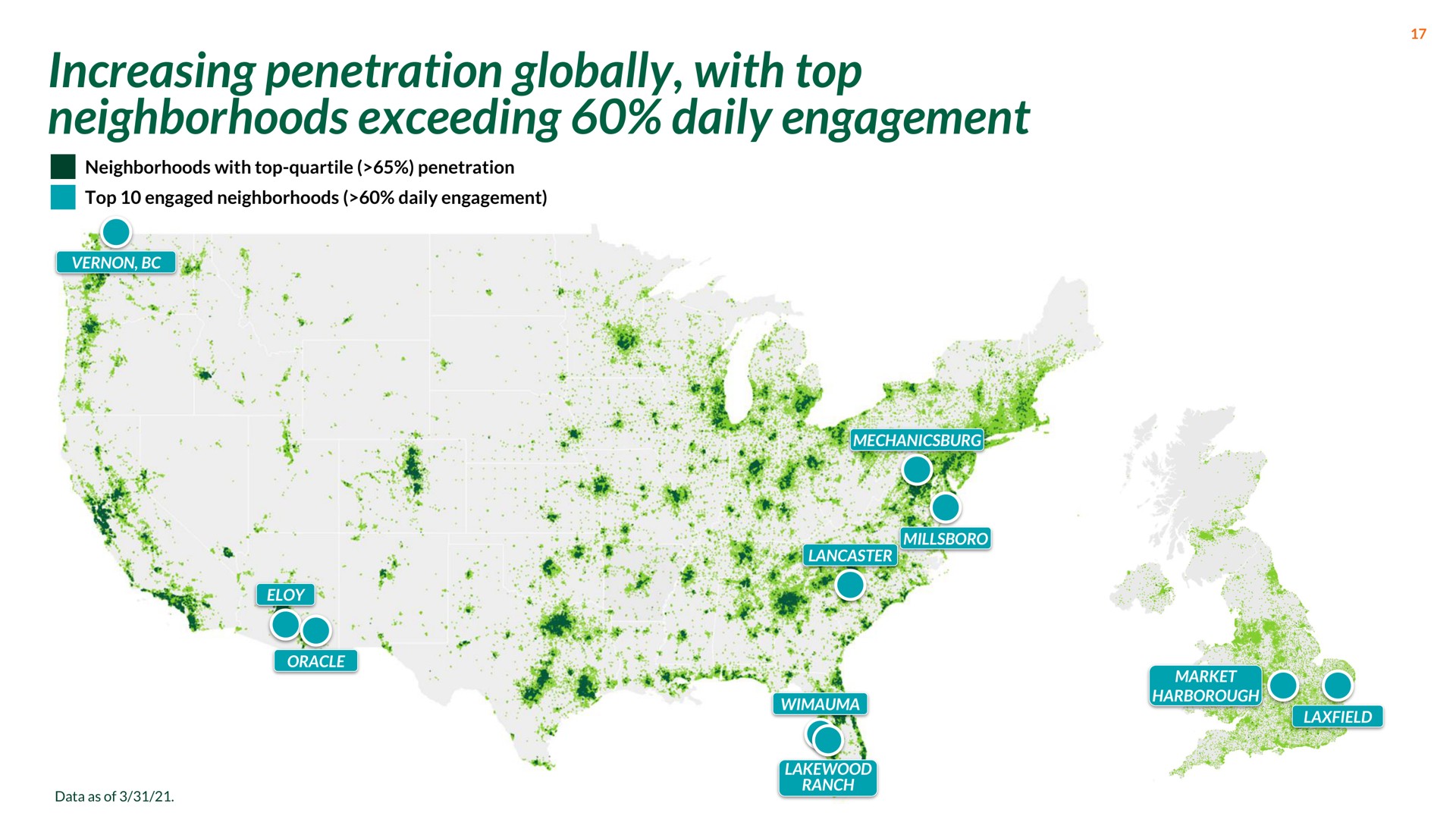 increasing penetration globally with top neighborhoods exceeding daily engagement | Nextdoor