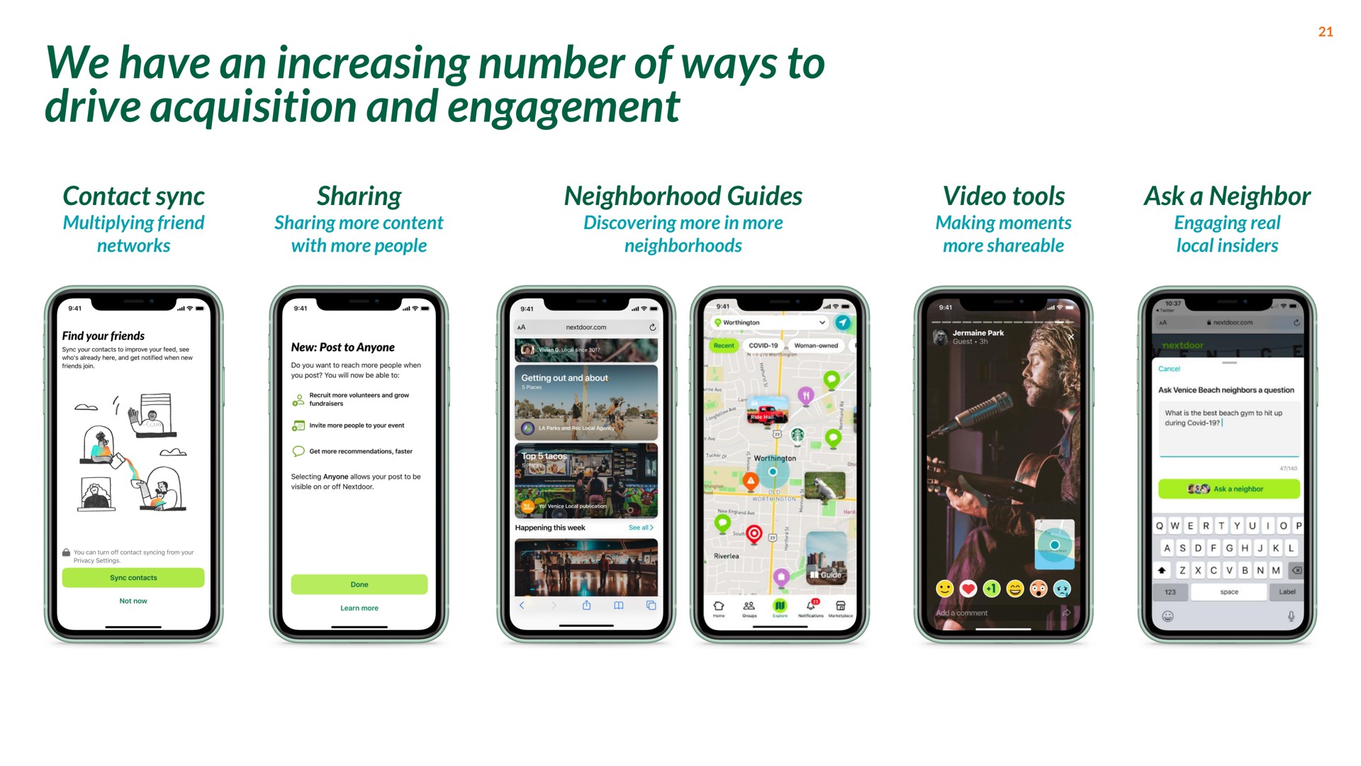 we have an increasing number of ways to drive acquisition and engagement | Nextdoor