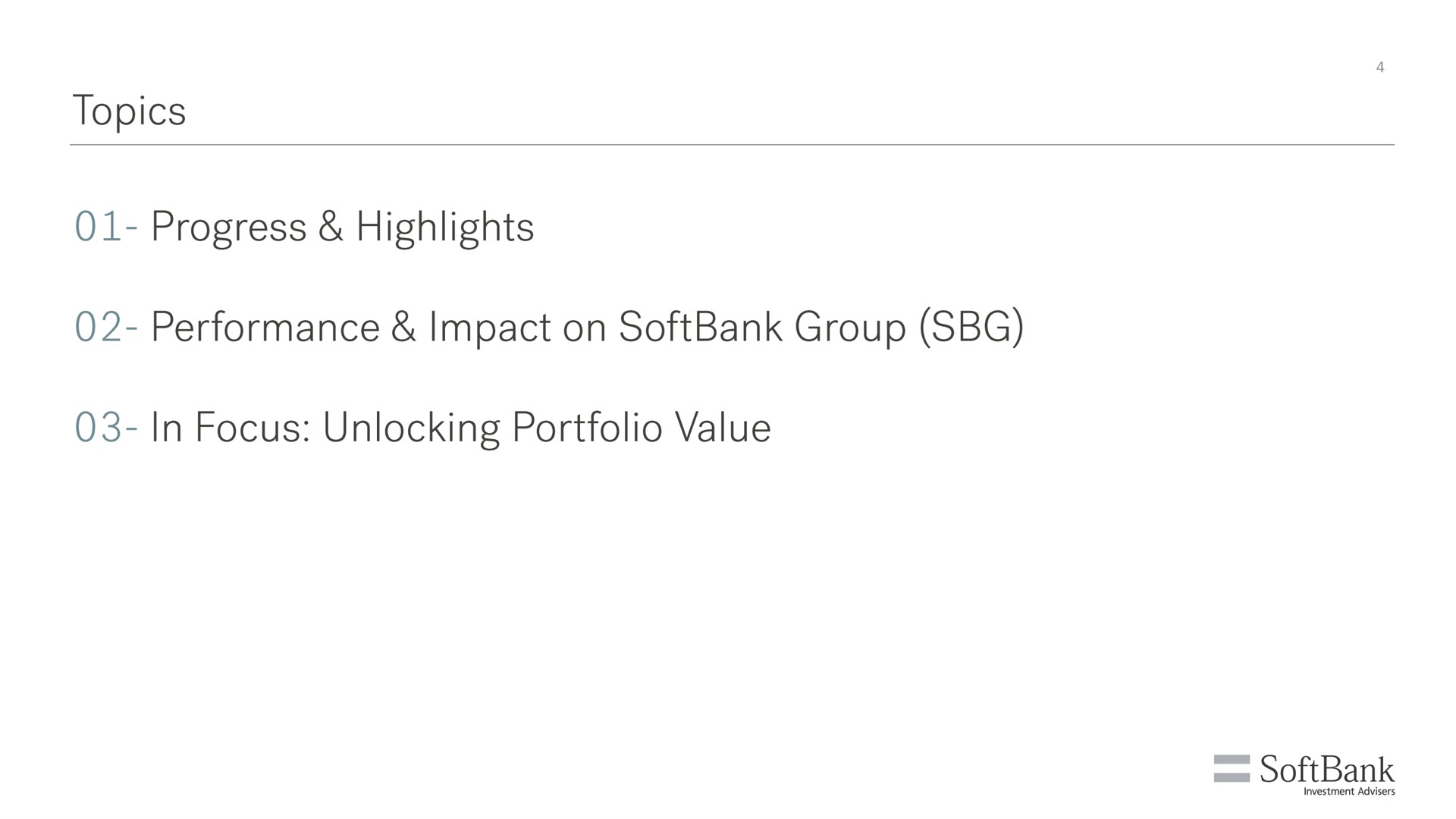 topics progress highlights performance impact on group in focus unlocking portfolio value | SoftBank