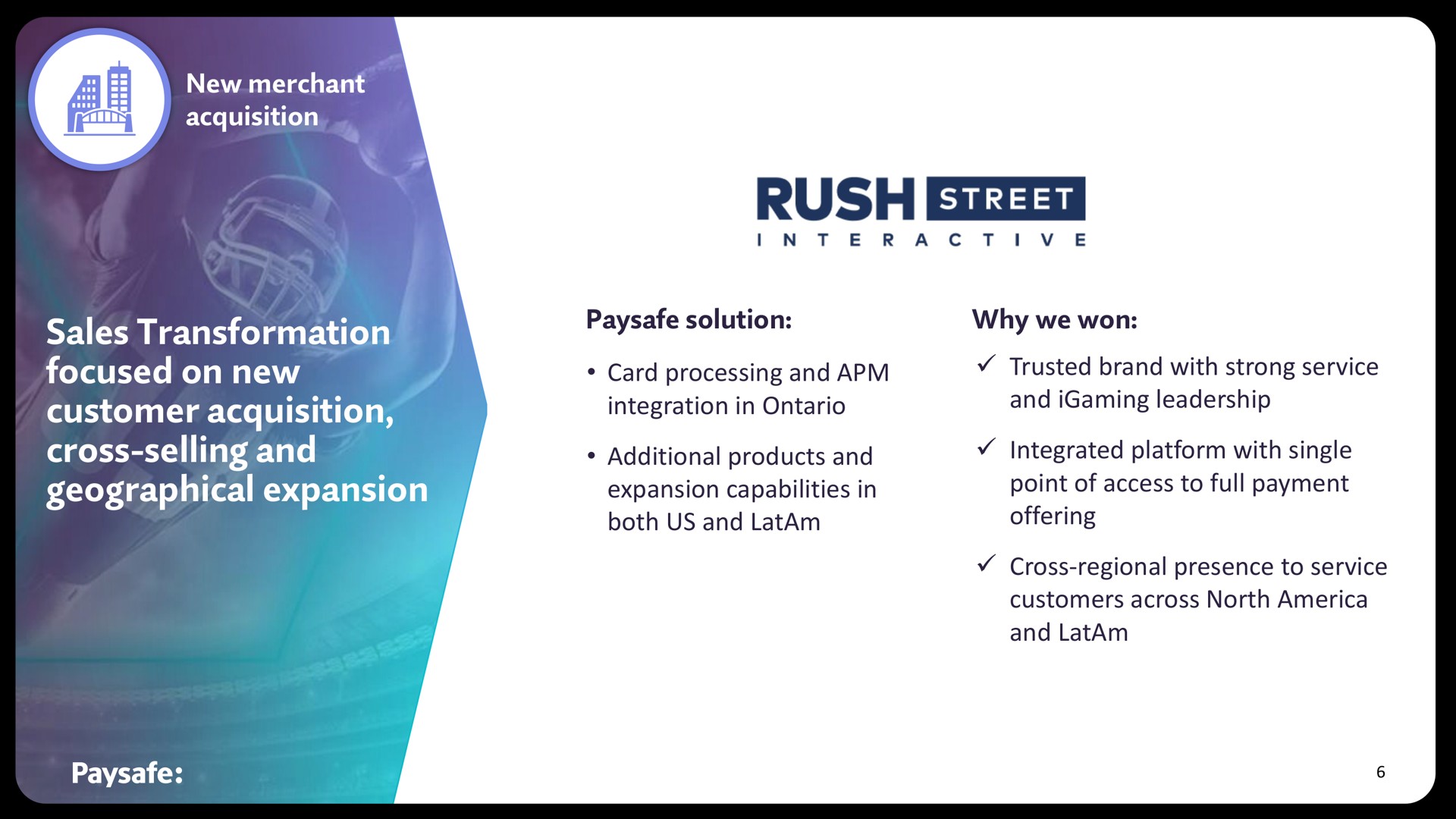 rush customer acquisition cross selling and geographical expansion | Paysafe