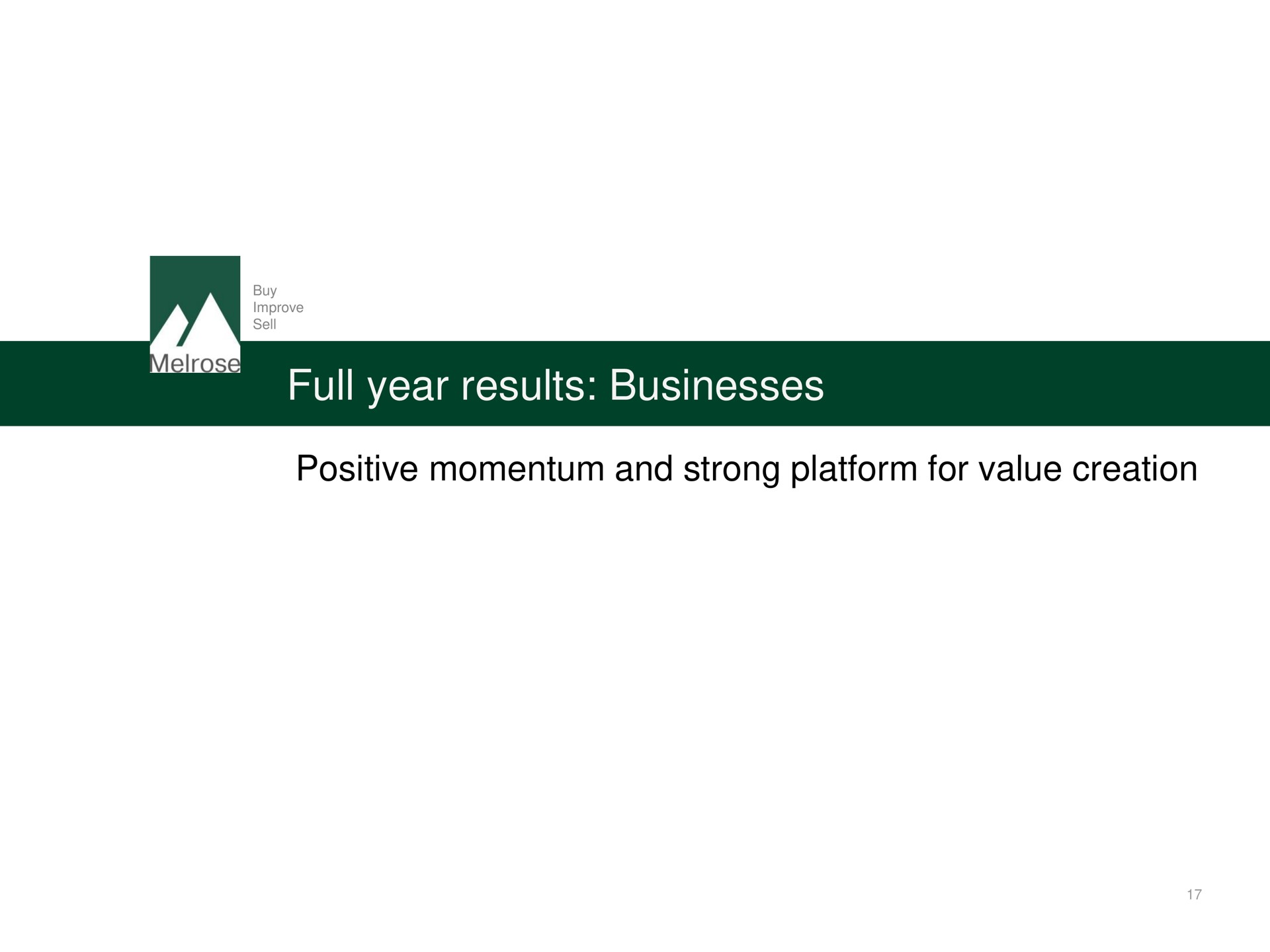 full year results businesses positive momentum and strong platform for value creation | Melrose