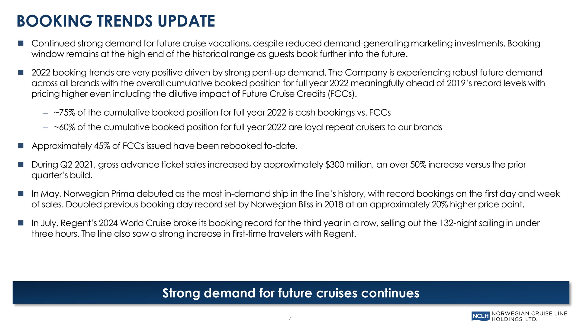 booking trends update strong demand for future cruises continues | Norwegian Cruise Line
