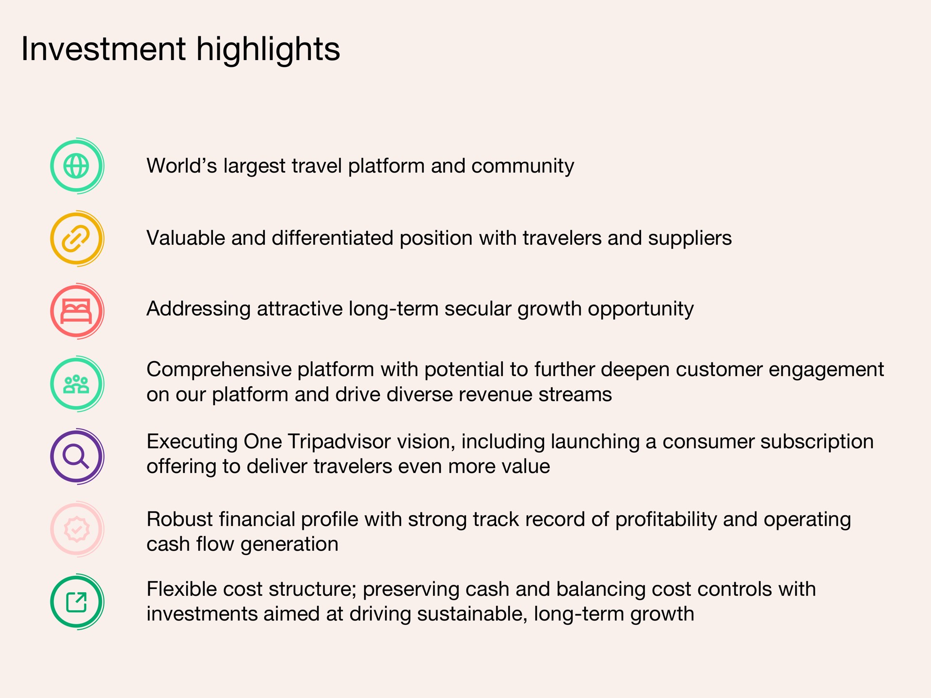 investment highlights | Tripadvisor