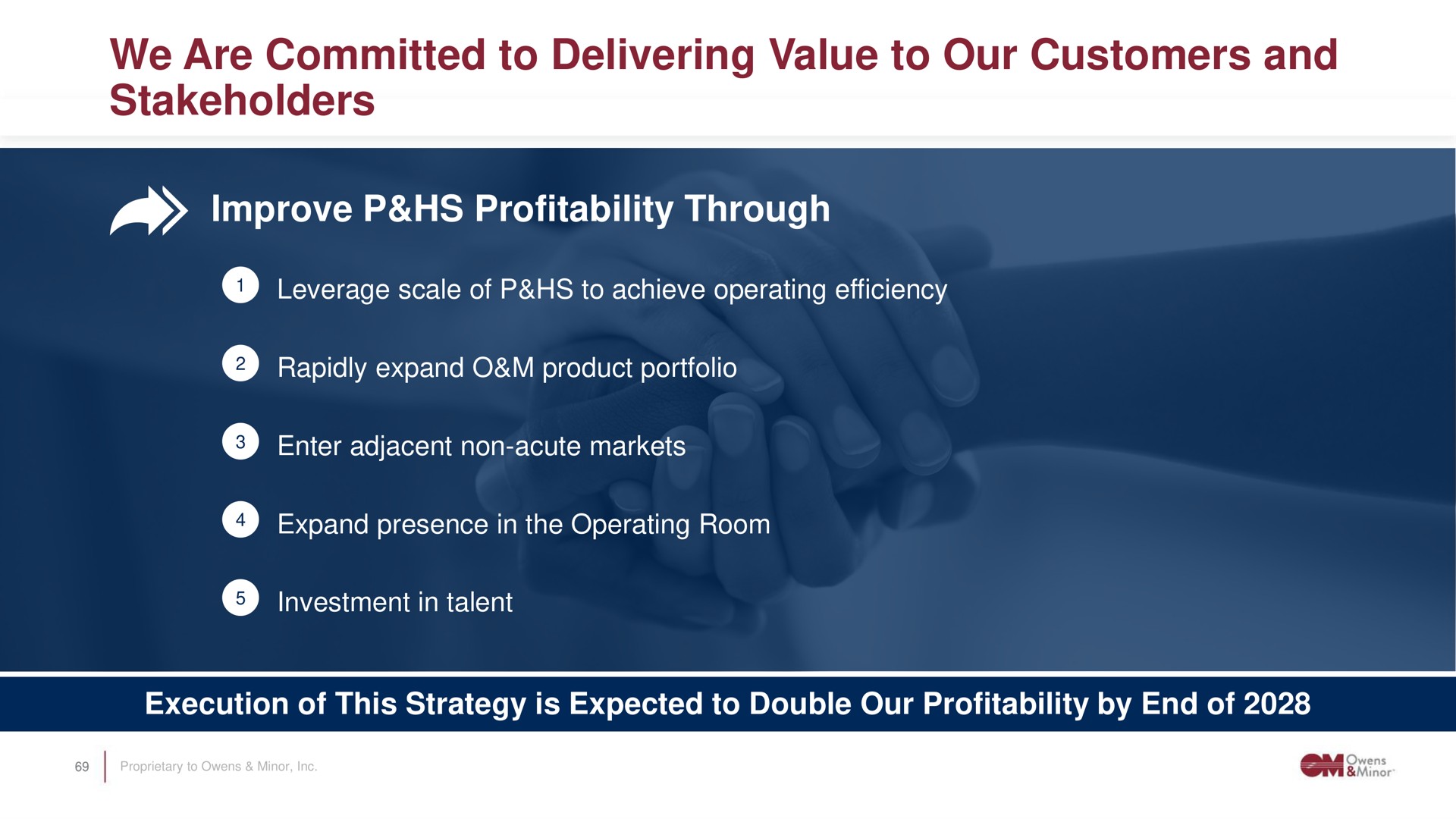 we are committed to delivering value to our customers and stakeholders improve profitability through | Owens&Minor