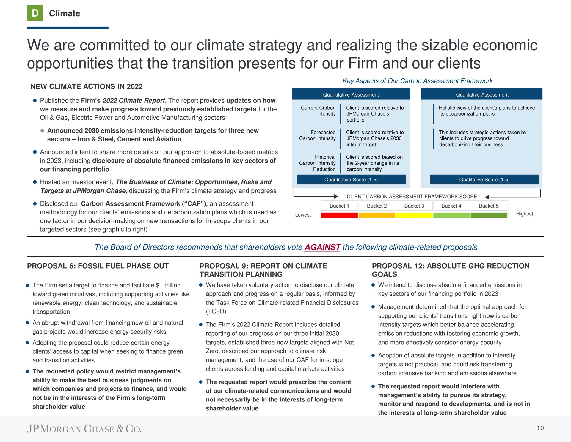 we are committed to our climate strategy and realizing the sizable economic opportunities that the transition presents for our firm and our clients | J.P.Morgan
