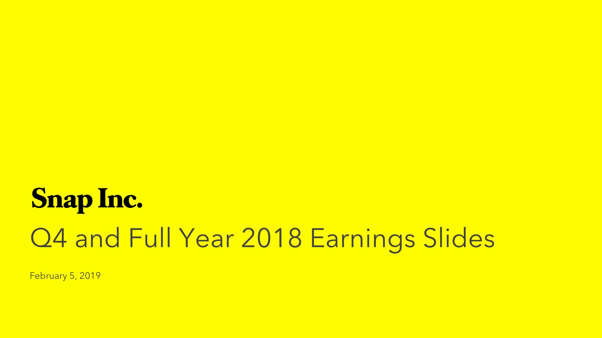 and full year earnings slides snap | Snap Inc
