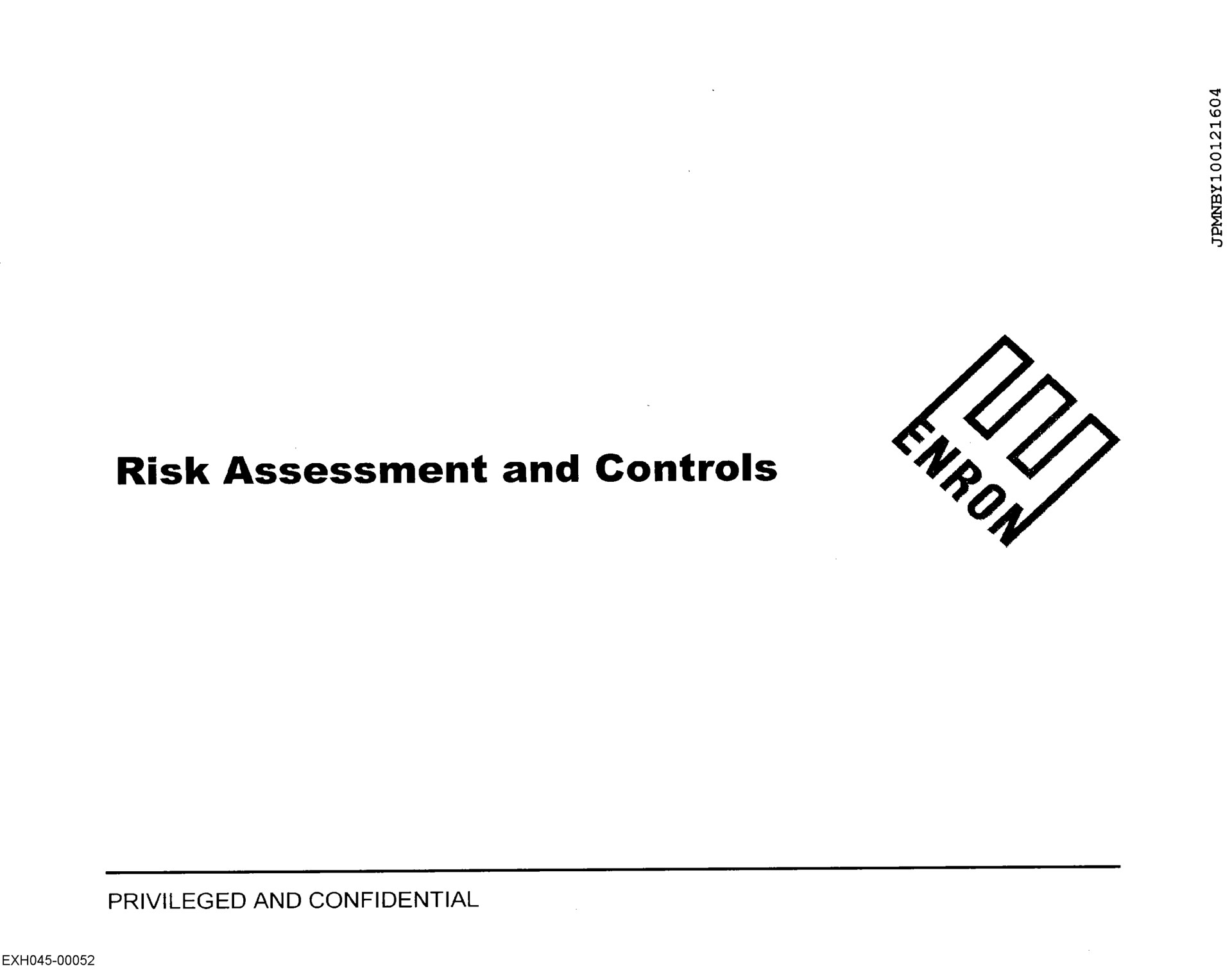 risk assessment and controls up | Enron