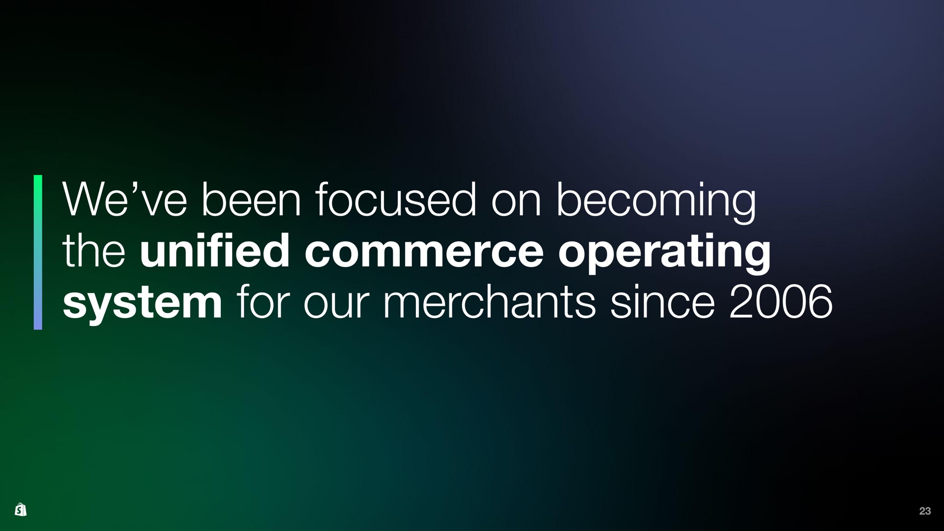 we been focused on becoming the commerce operating system for our merchants since unified | Shopify