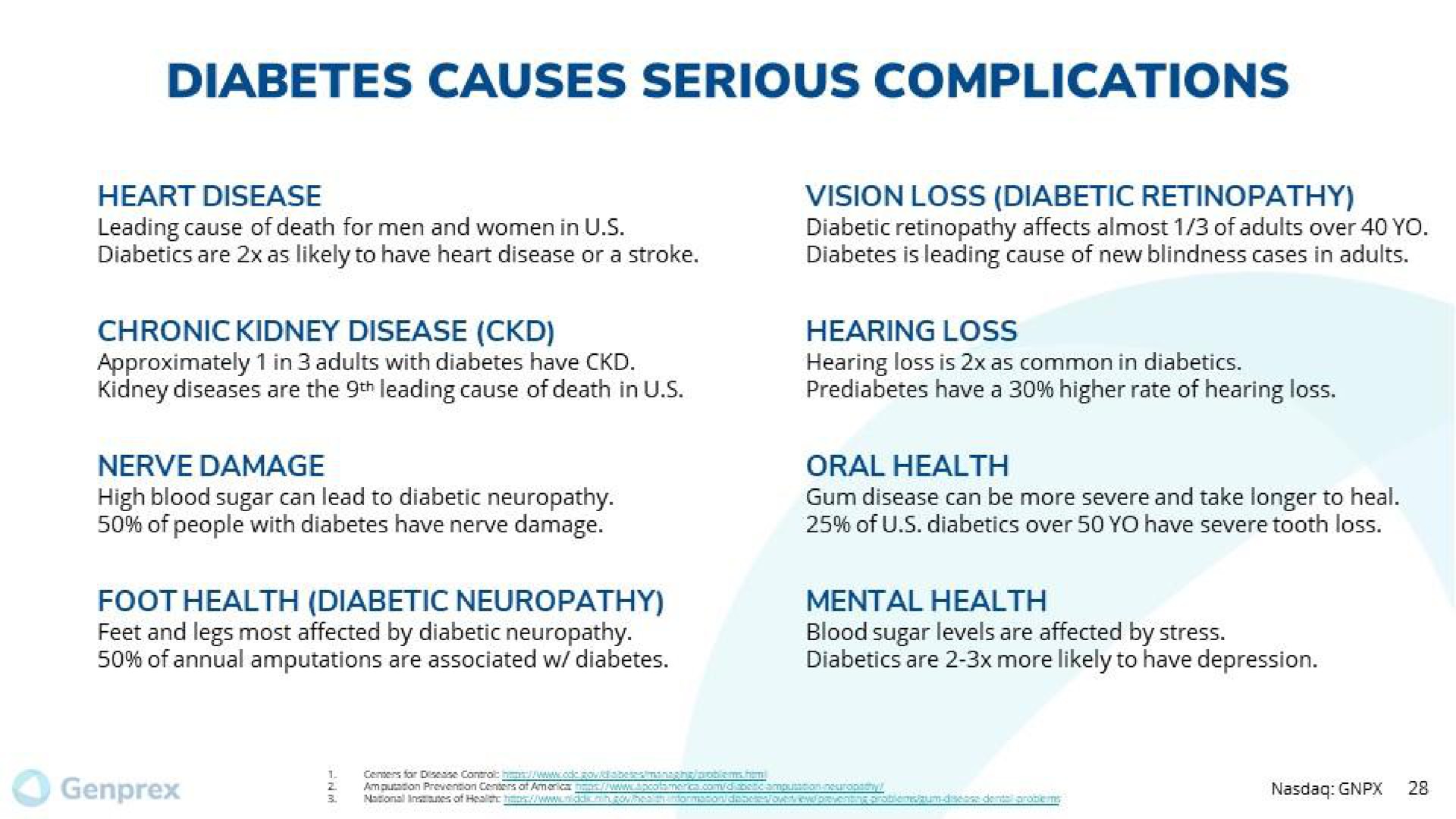 diabetes causes serious complications | Genprex