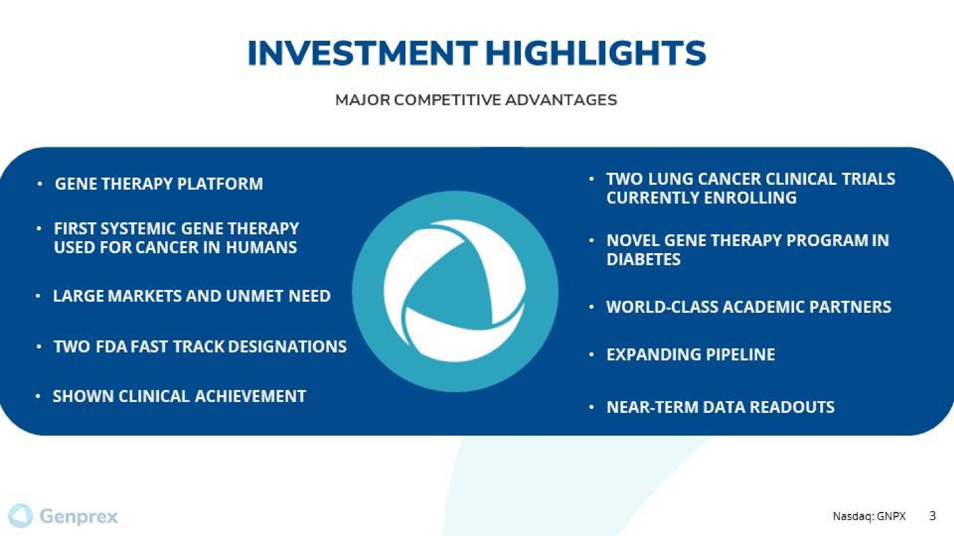 investment highlights | Genprex