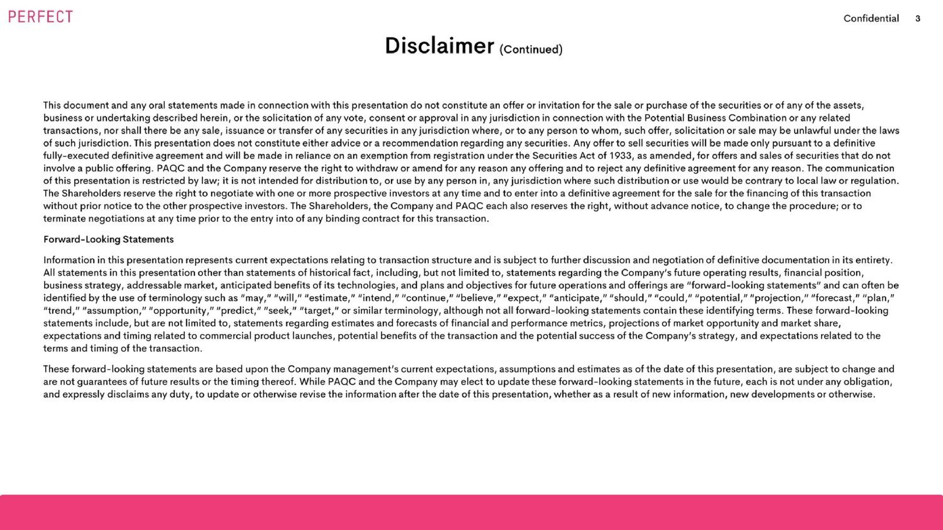disclaimer continued | Perfect