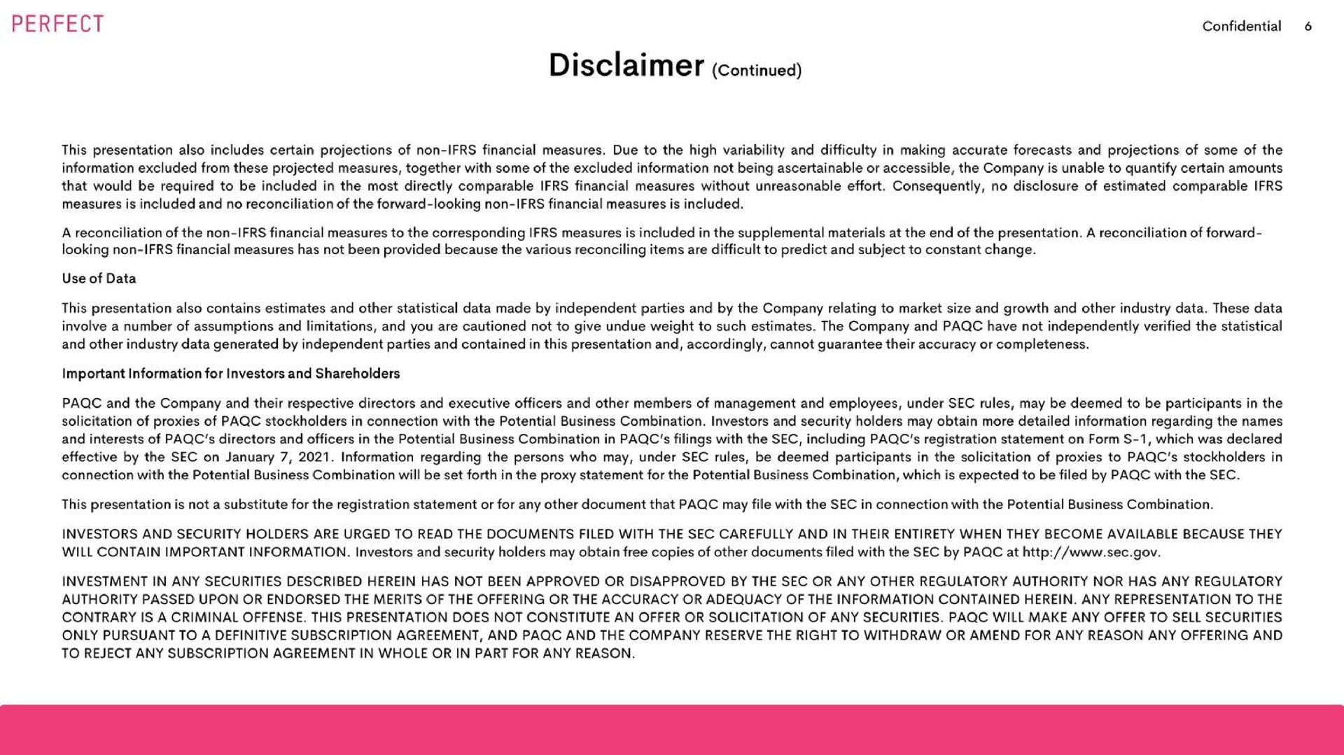 disclaimer continued | Perfect