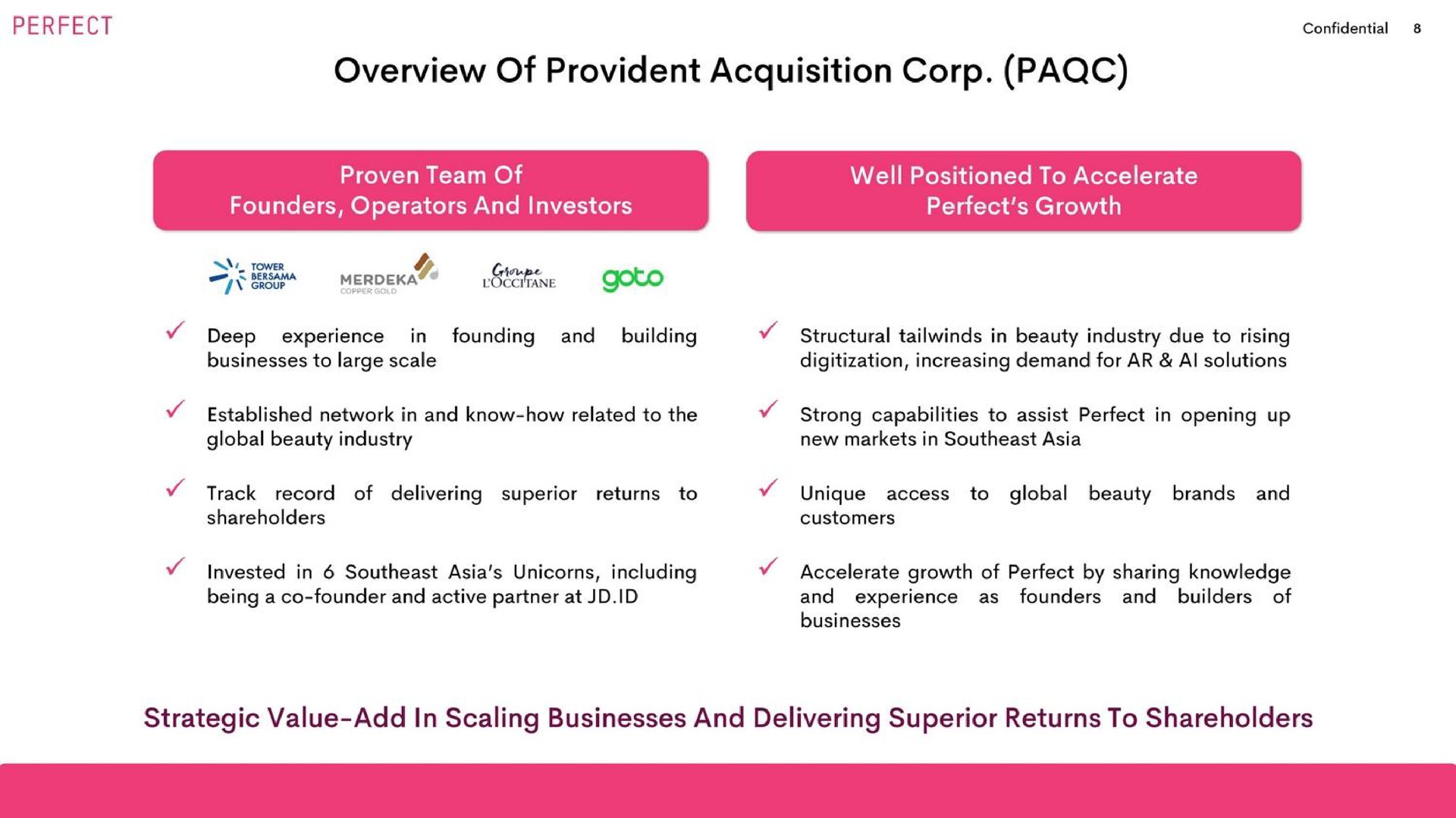 overview of provident acquisition corp strategic value add in scaling businesses and delivering superior returns to shareholders | Perfect