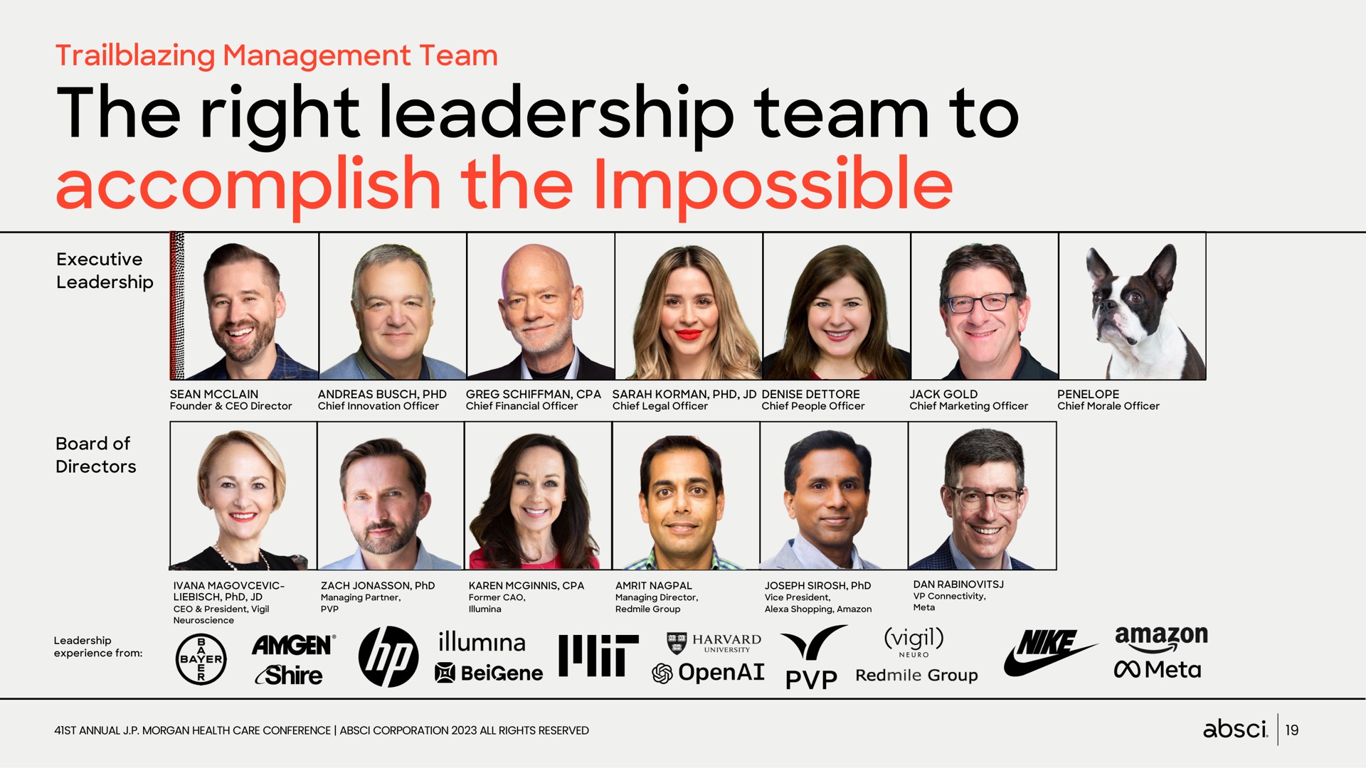 the right leadership team to accomplish the impossible | Absci