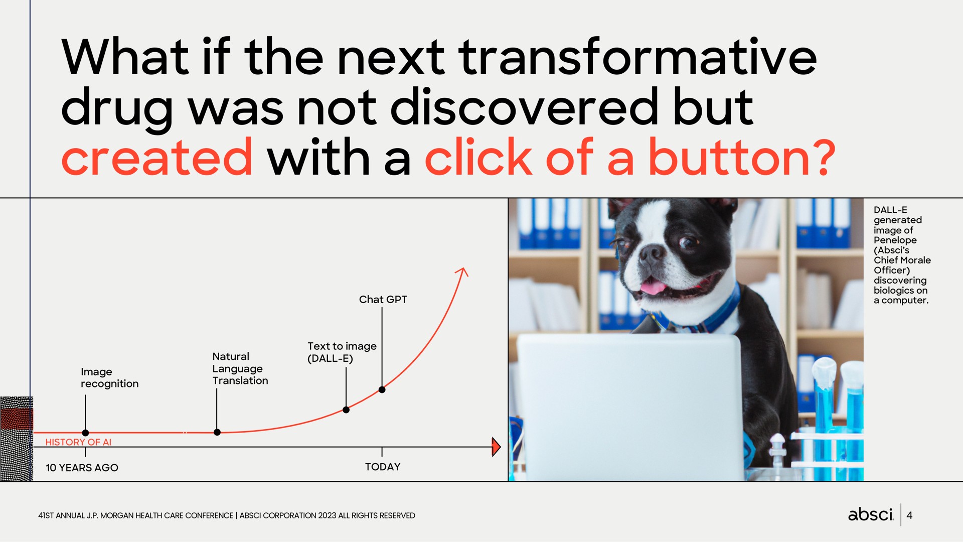what if the next transformative drug was not discovered but created with a click of a button | Absci