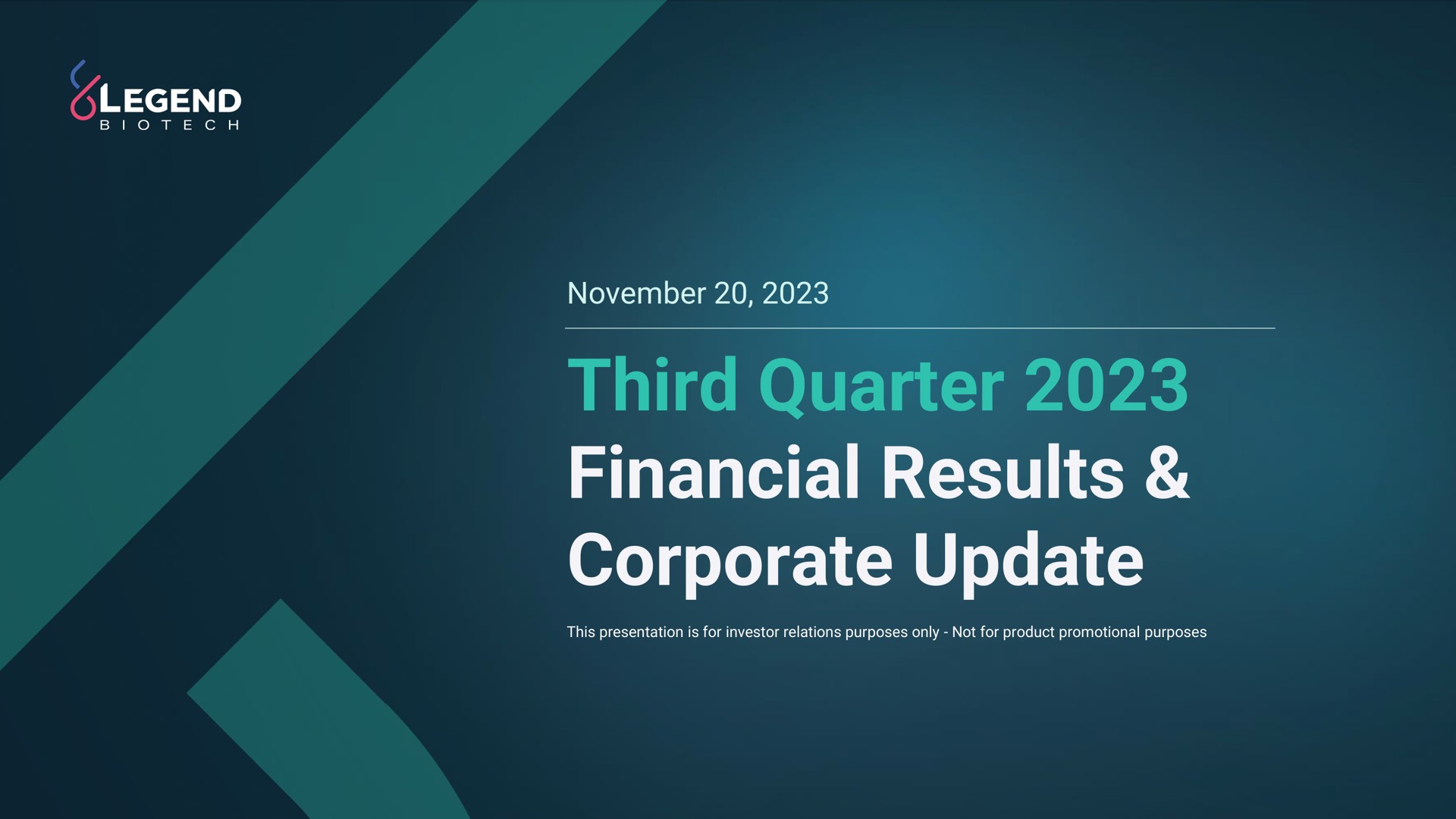 third quarter financial results corporate update | Legend Biotech