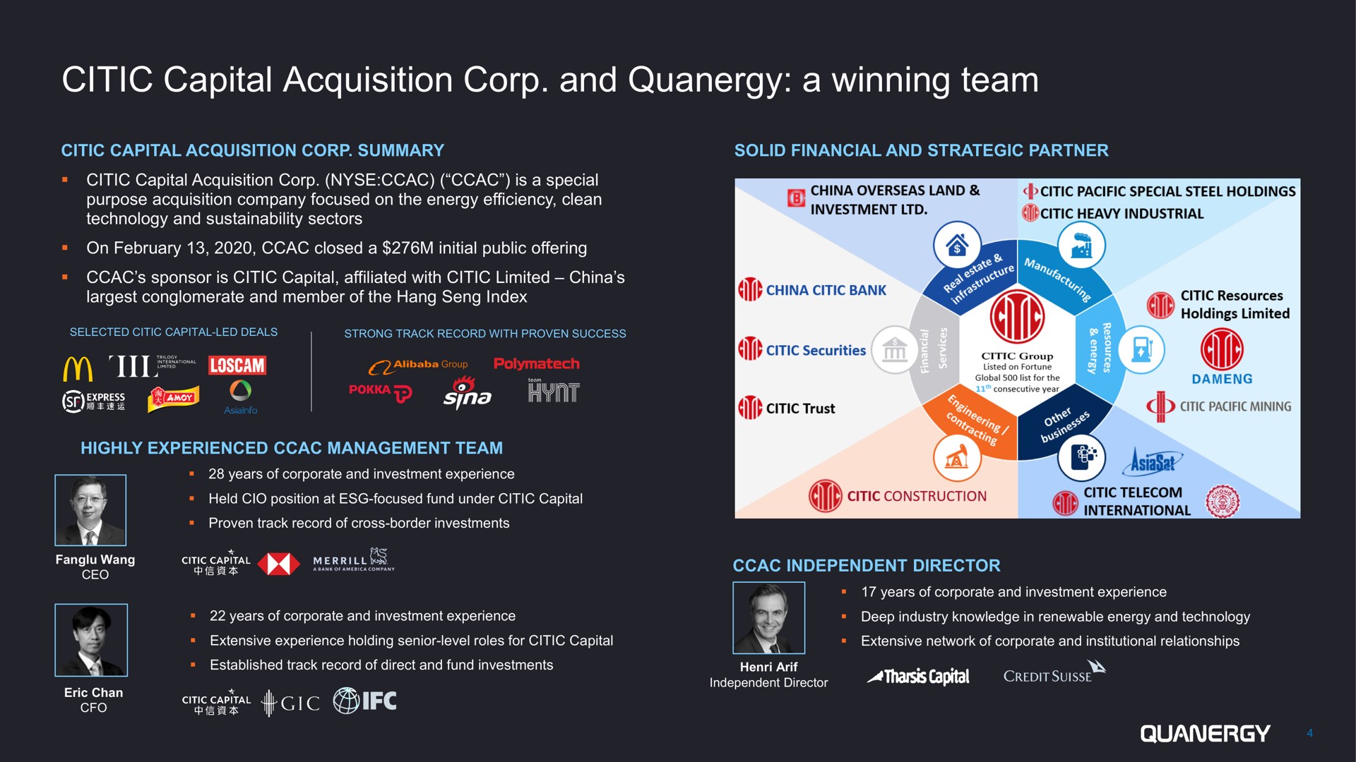 capital acquisition corp and a winning team ave guess commas | Quanergy