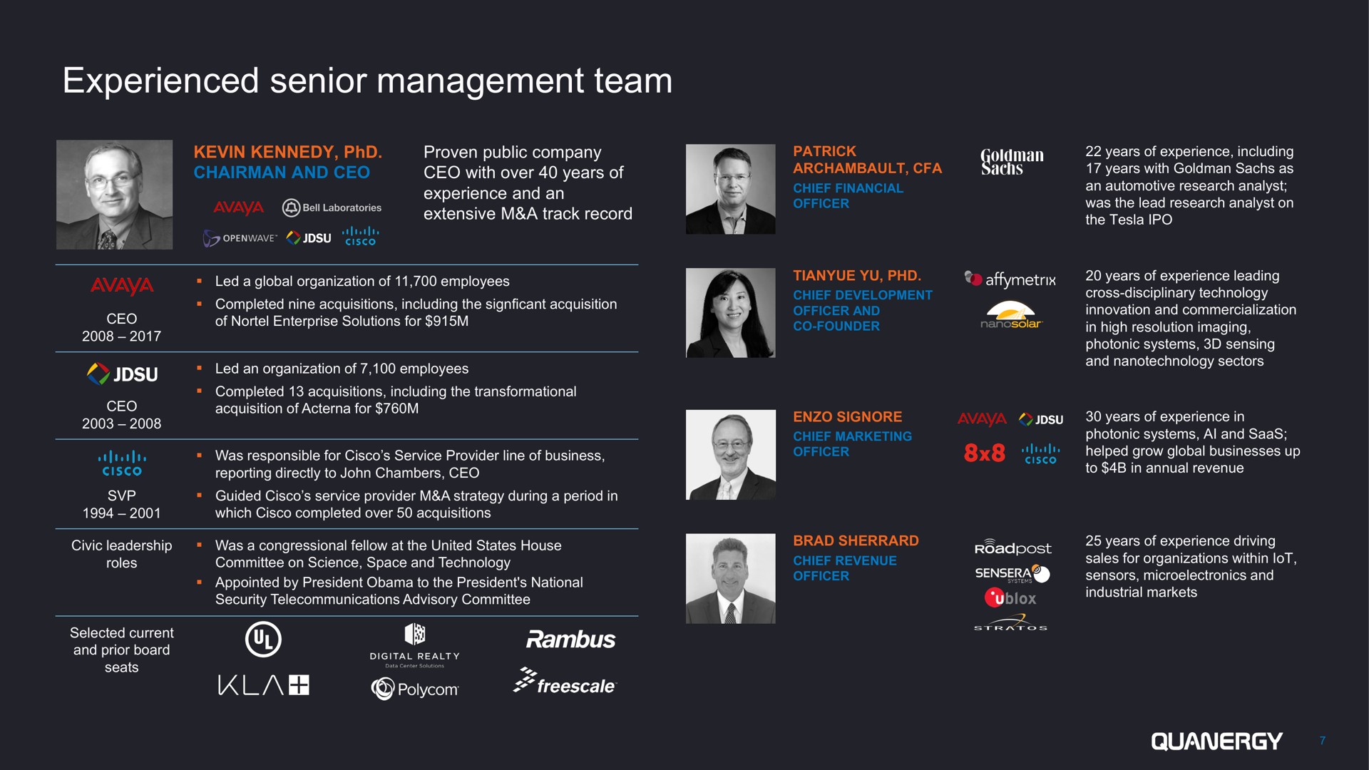 experienced senior management team | Quanergy