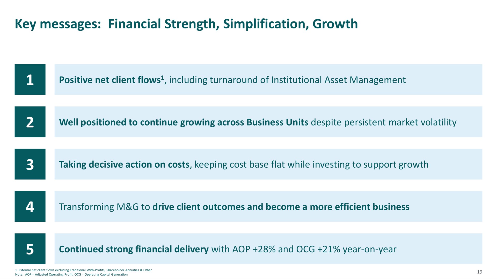 key messages financial strength simplification growth | M&G