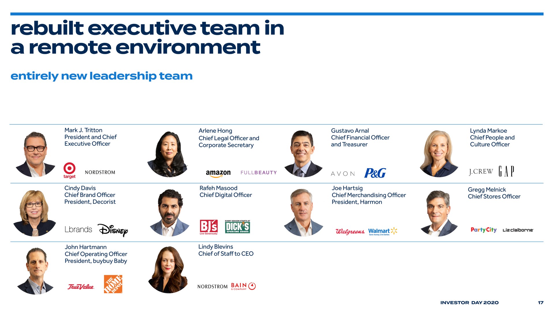 rebuilt executive team in a remote environment | Bed Bath & Beyond