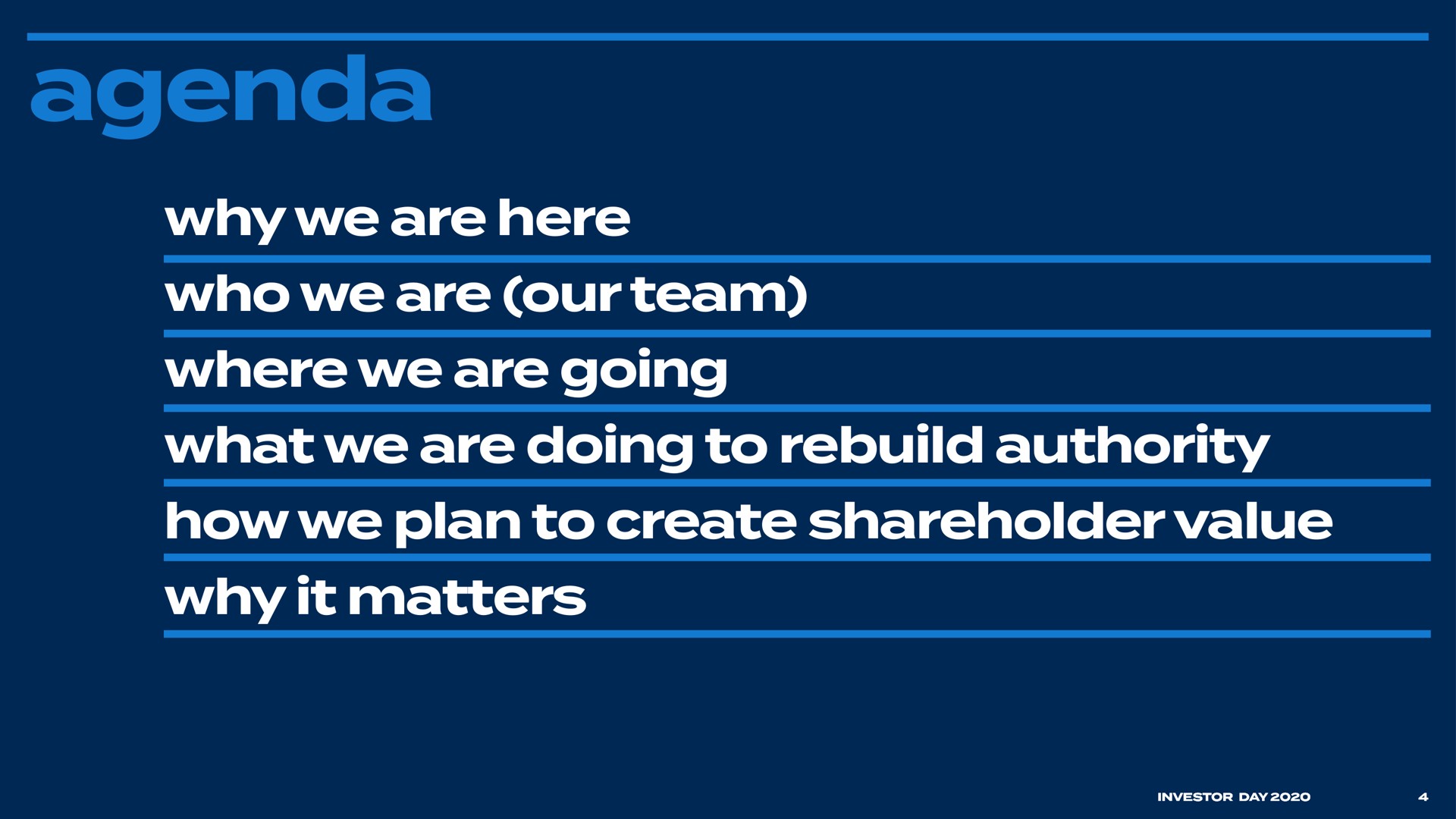 agenda why we are here who we are our team where we are going what we are doing to rebuild authority how we plan to create shareholder value why it matters | Bed Bath & Beyond