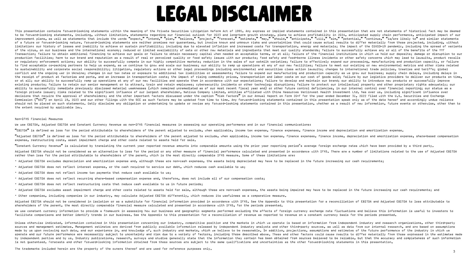 legal disclaimer | Oatly
