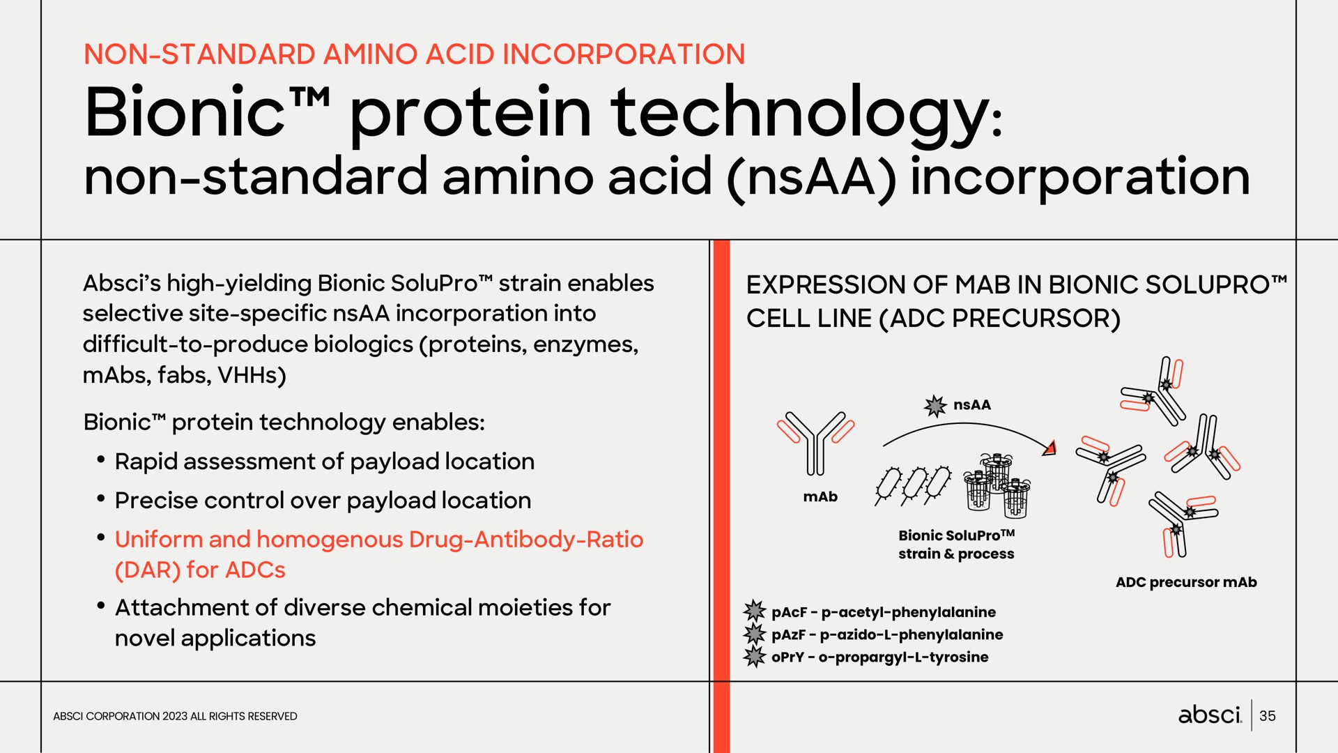 protein technology non standard amino acid incorporation | Absci