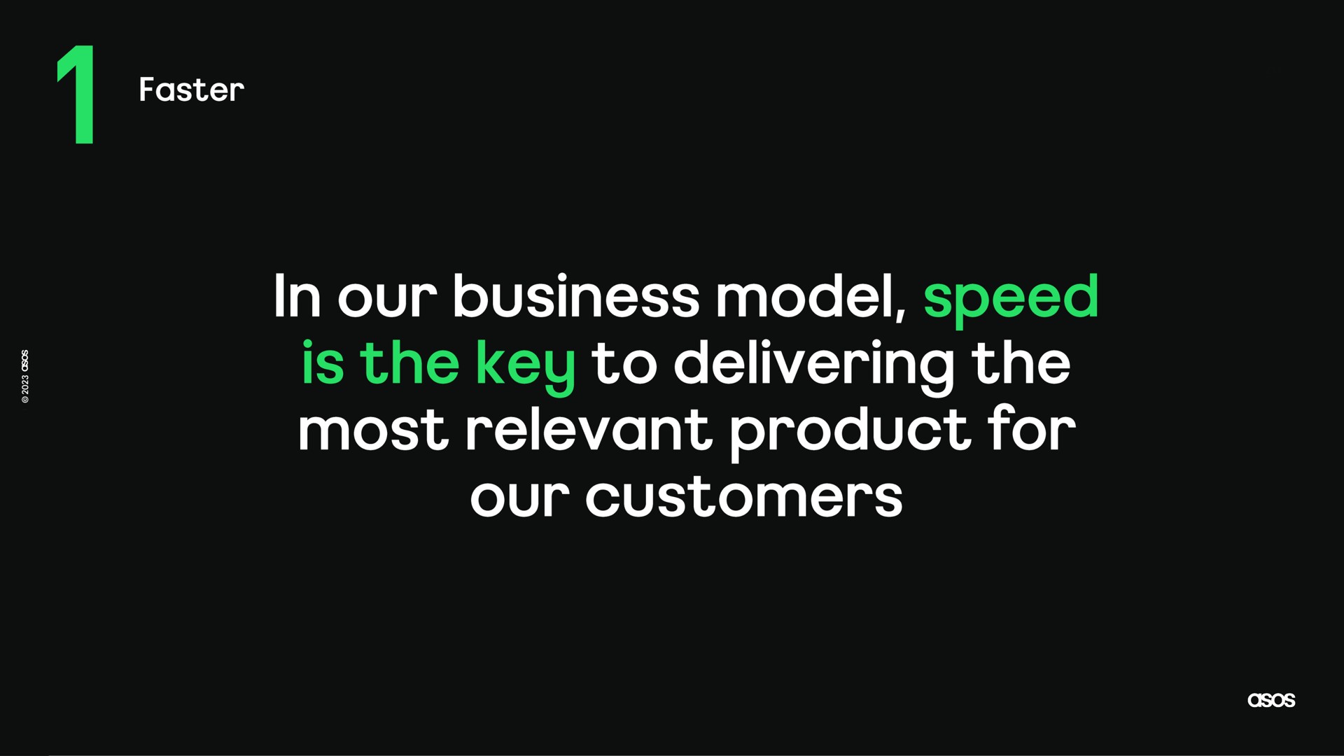 faster in our business model speed is the key to delivering the most relevant product for our customers | Asos