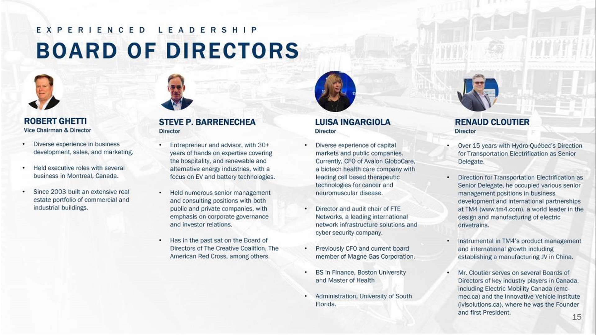 board of directors | Vision Marine Technologies