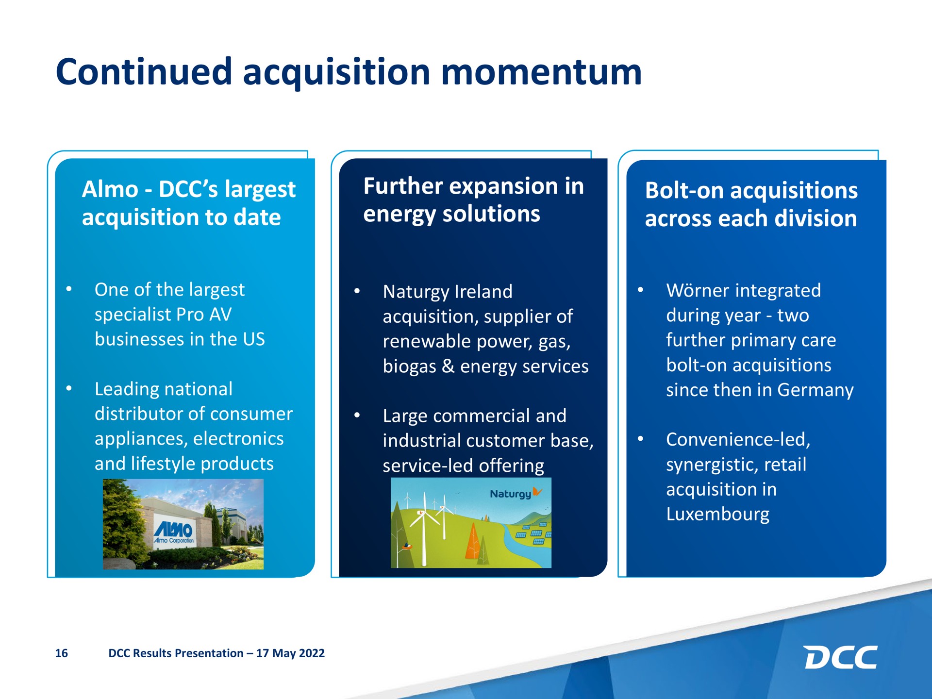 continued acquisition momentum | DCC