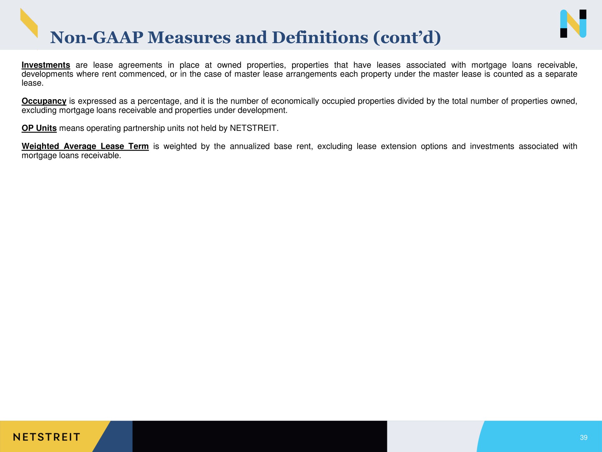 non measures and definitions a | Netstreit