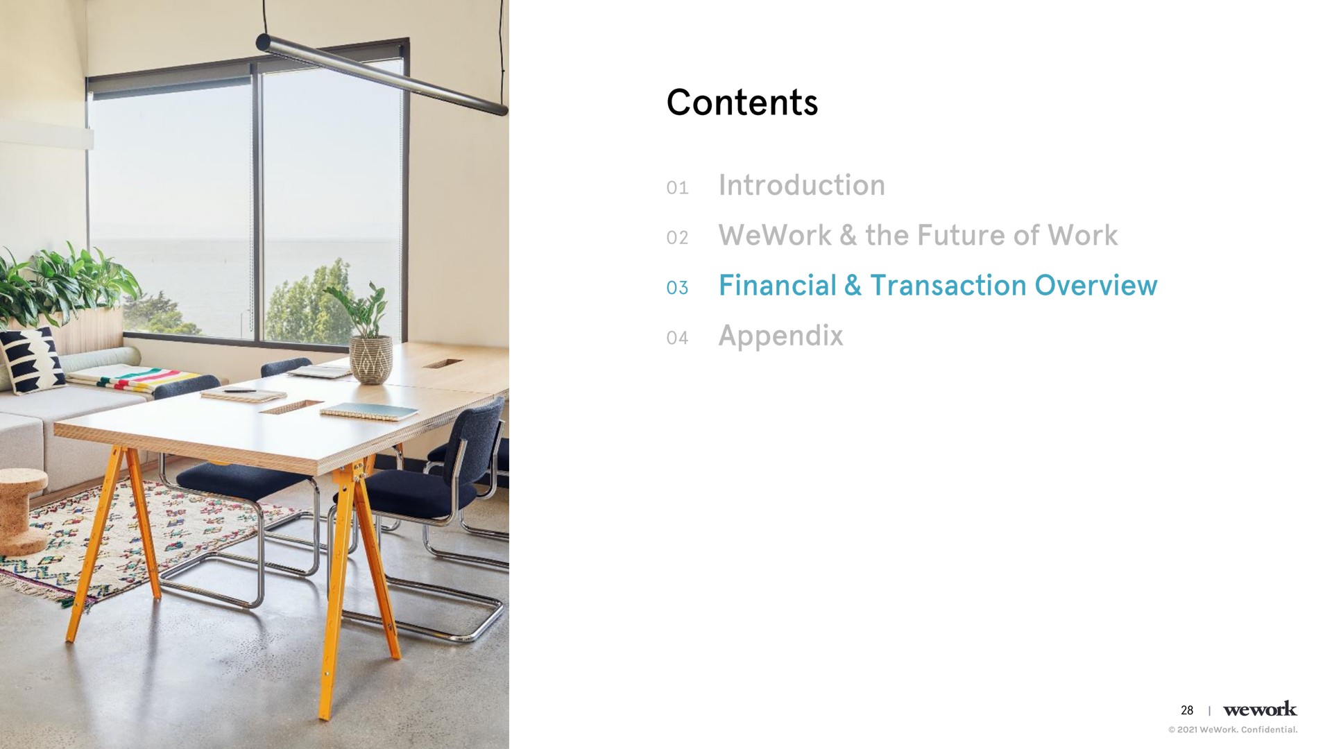 contents introduction the future of work financial transaction overview appendix | WeWork