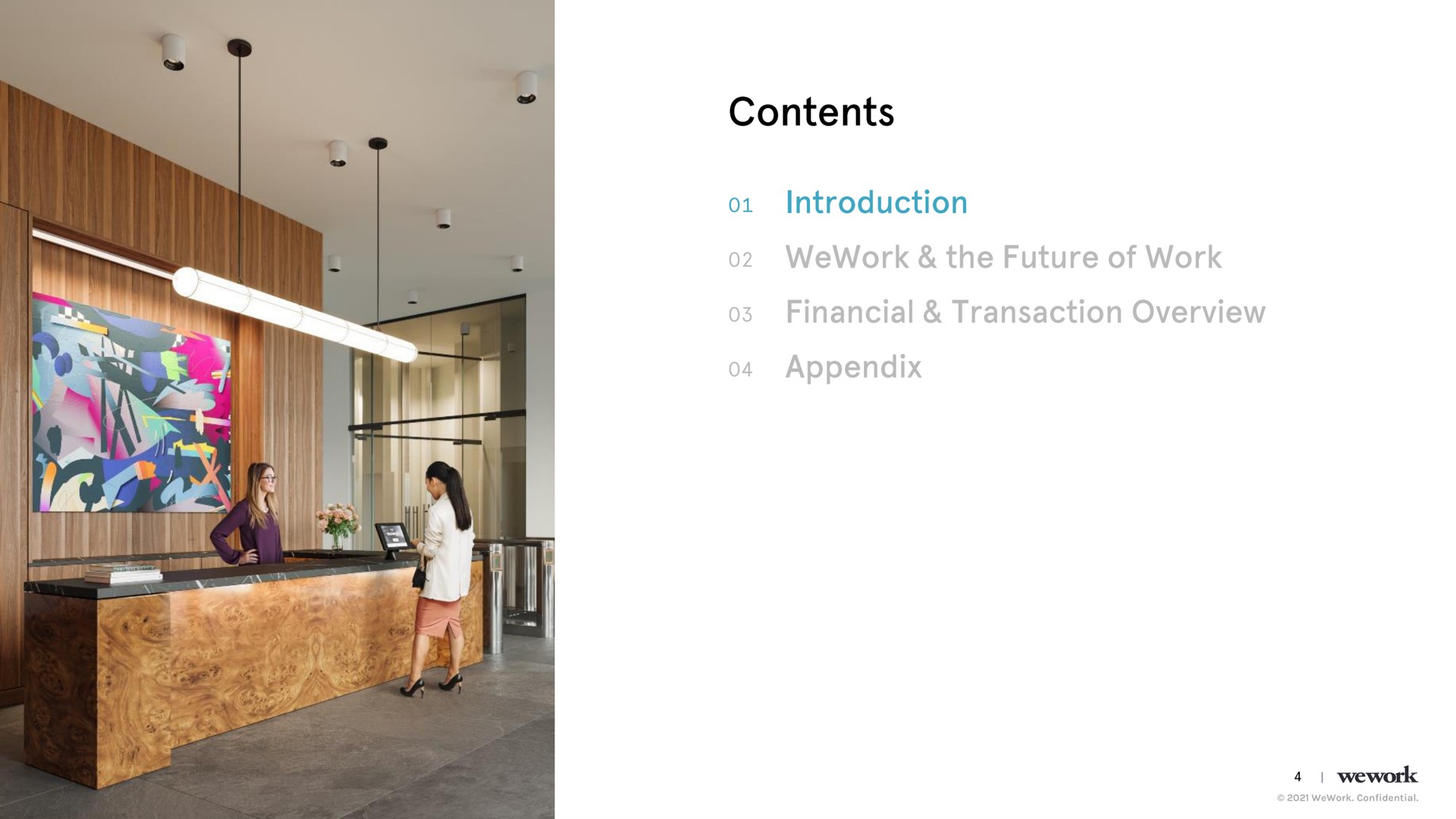 contents introduction the future of work financial transaction overview appendix | WeWork