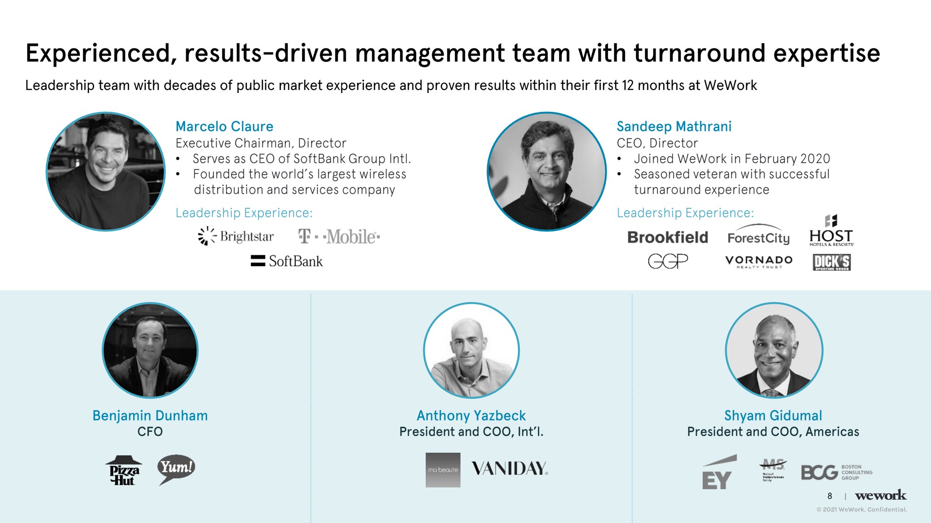 experienced results driven management team with turnaround mobile cep host | WeWork