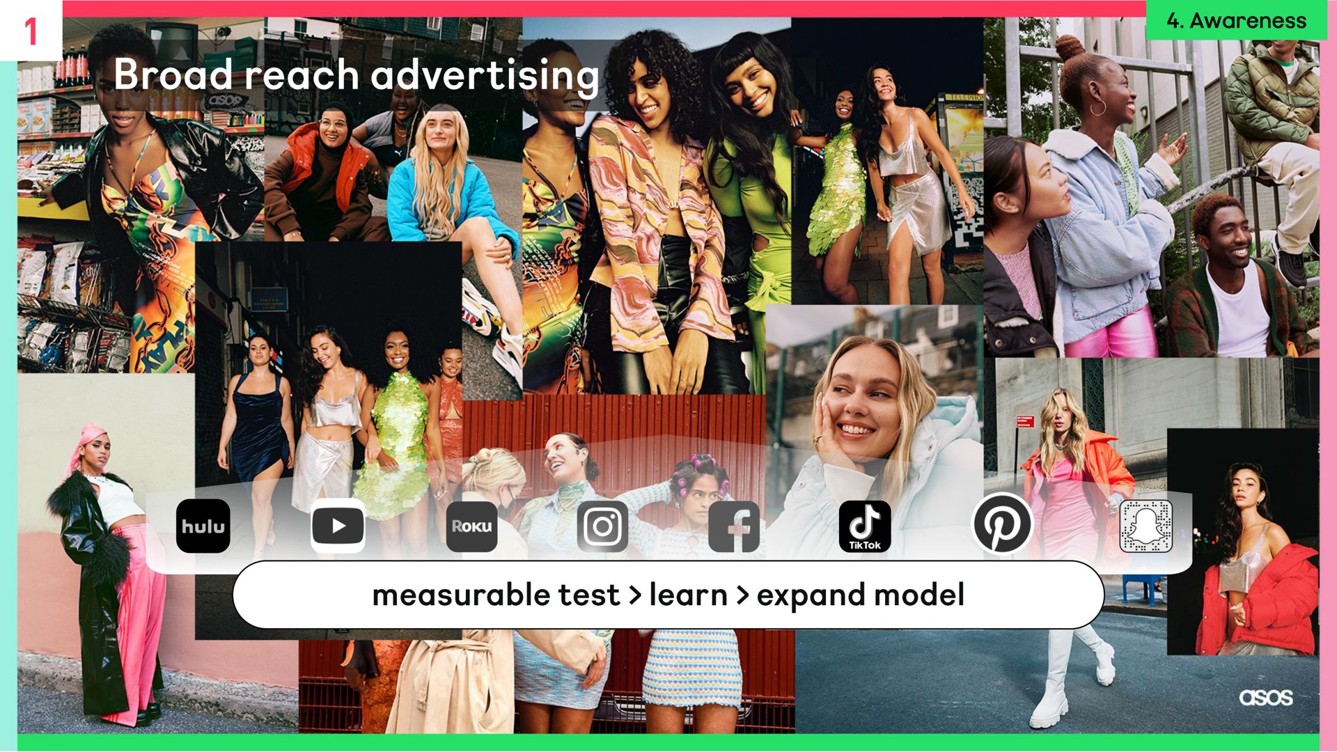 wail broad reach advertising ans measurable test learn expand model | Asos
