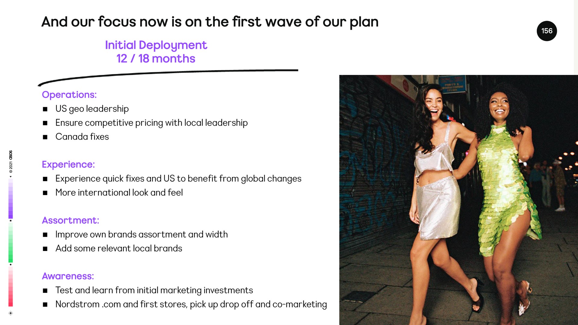 and our focus now is on the first wave of our plan | Asos