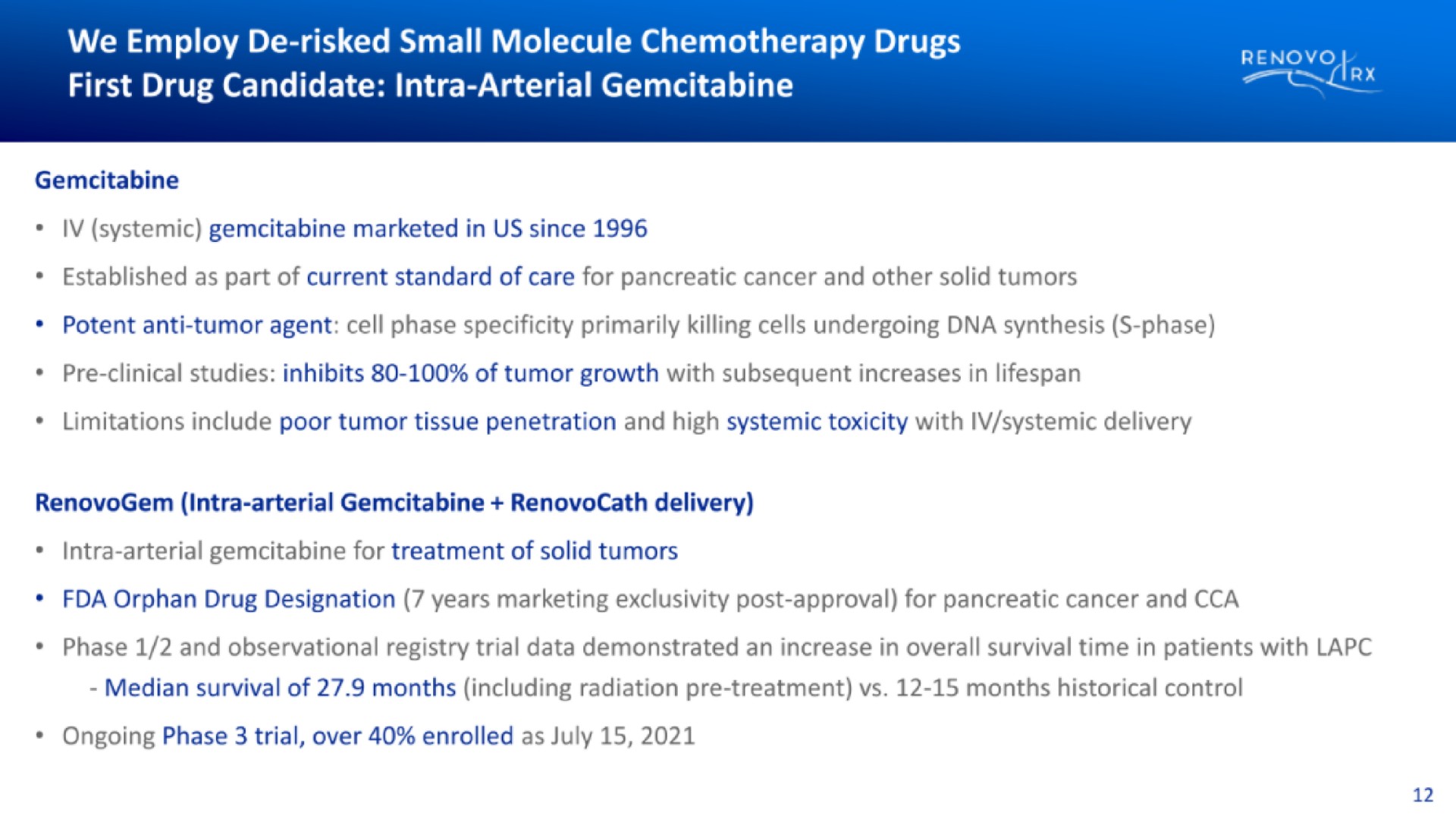 we employ risked small molecule chemotherapy drugs | RenovoRx