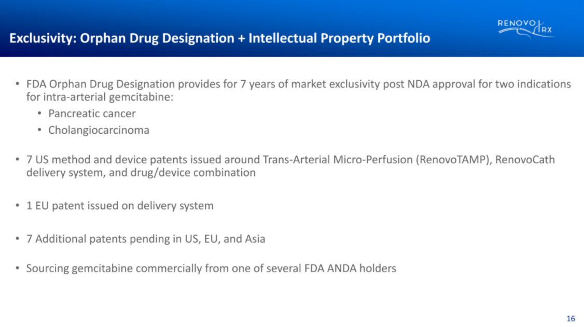 exclusivity orphan drug designation intellectual property portfolio | RenovoRx