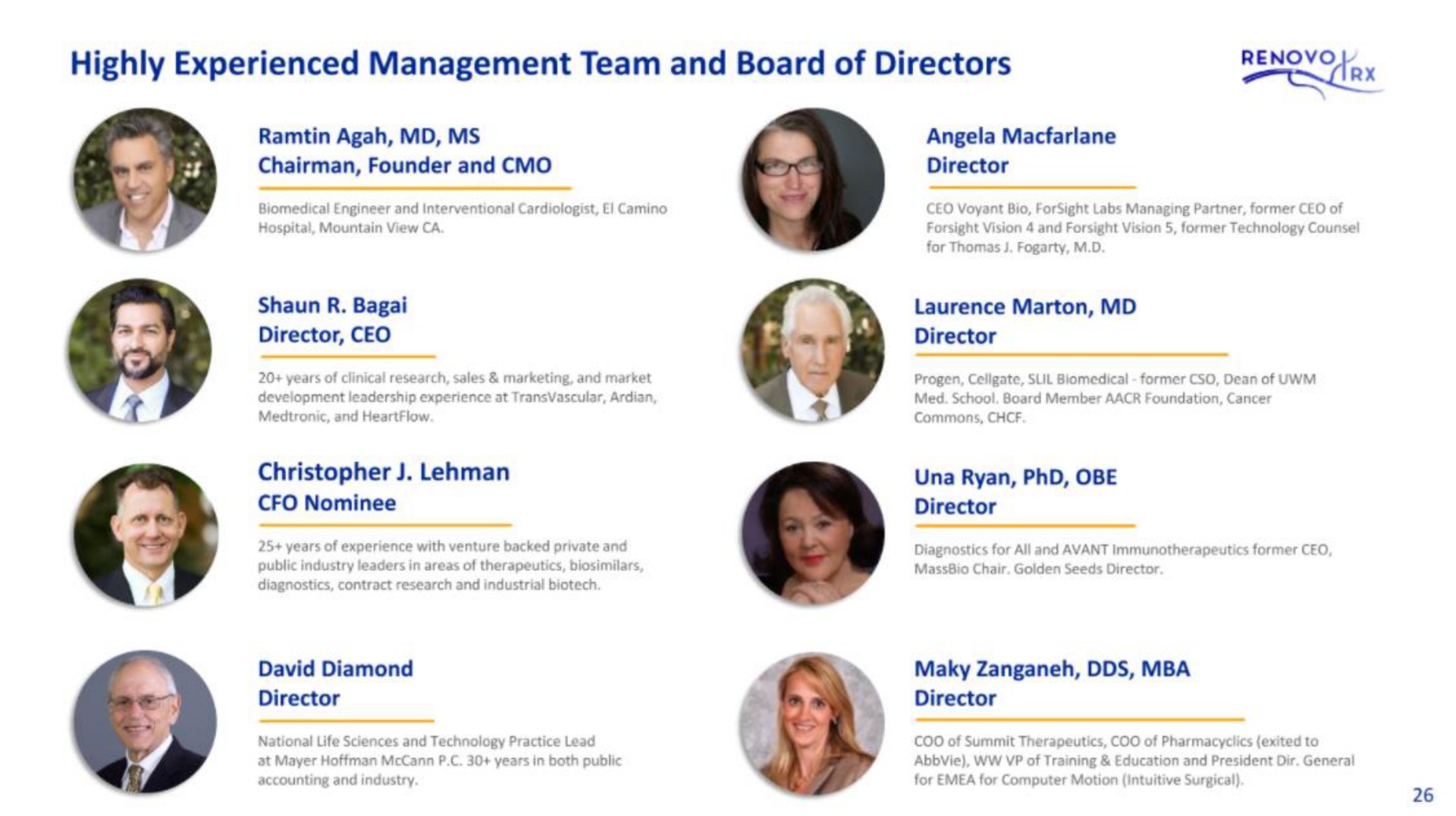 highly experienced management team and board of directors | RenovoRx