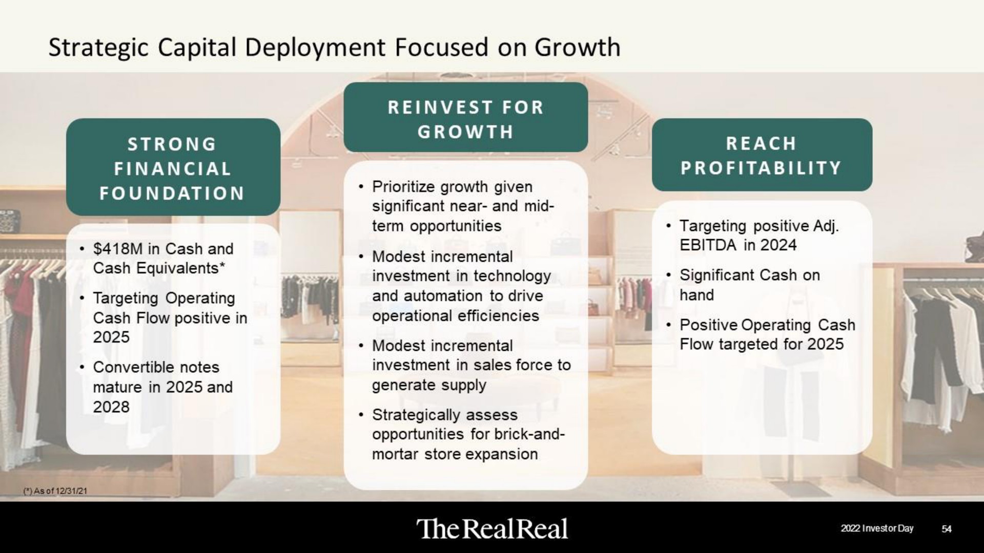 strategic capital deployment focused on growth the | The RealReal