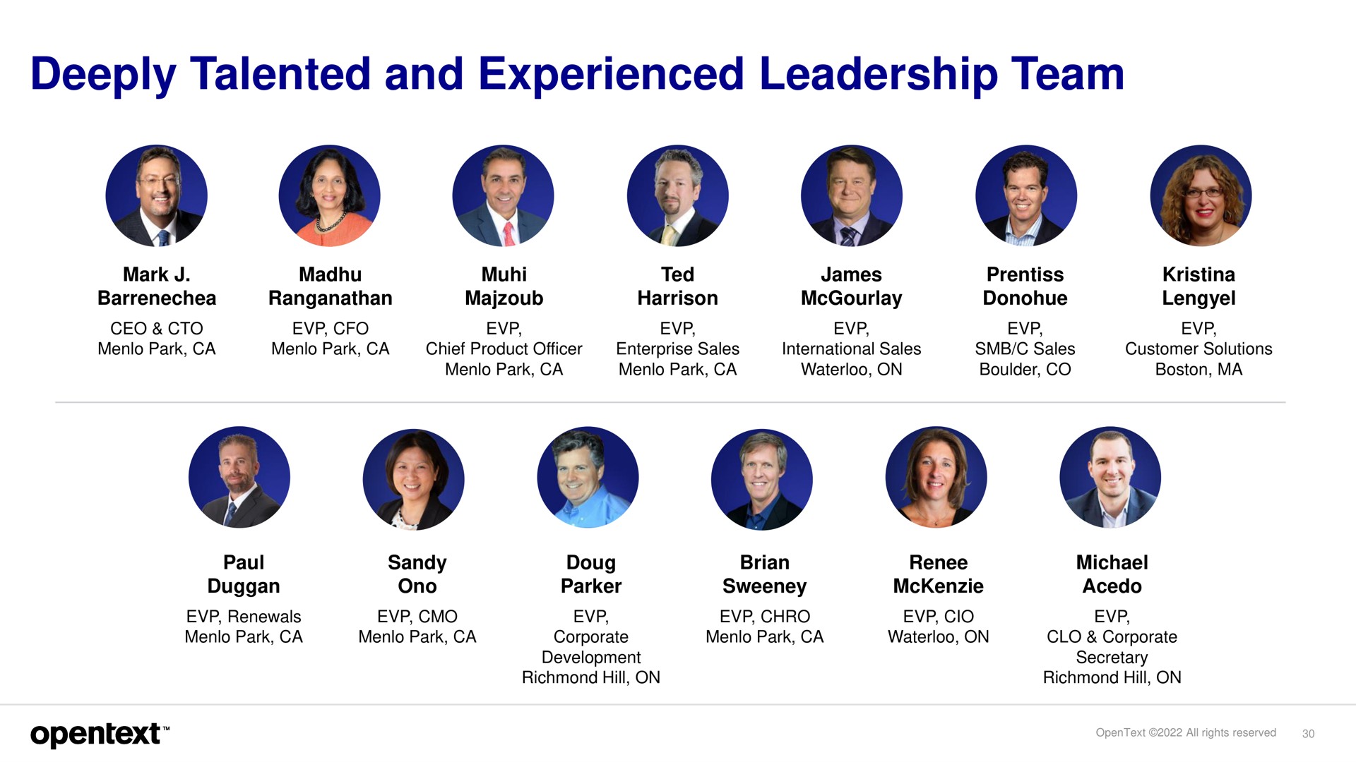 deeply talented and experienced leadership team | OpenText