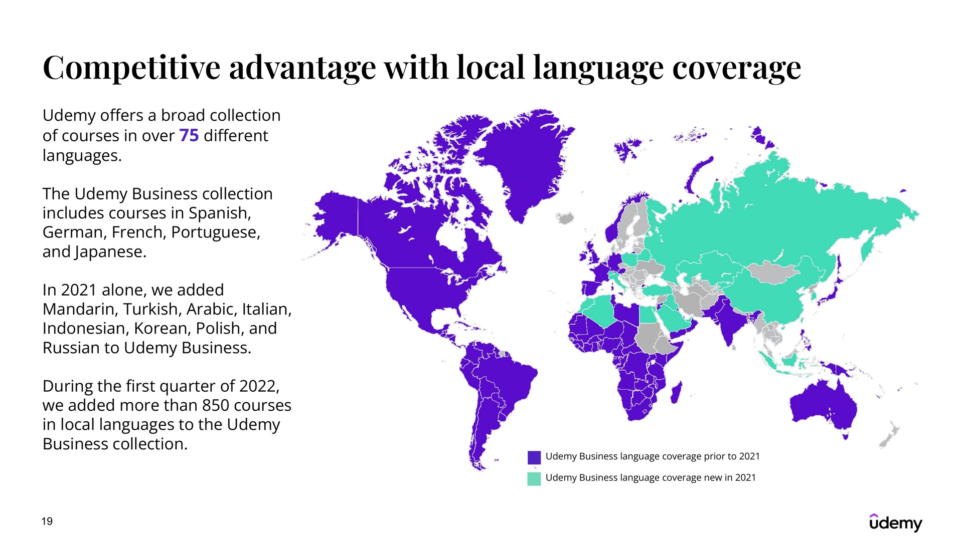 competitive advantage with local language coverage | Udemy