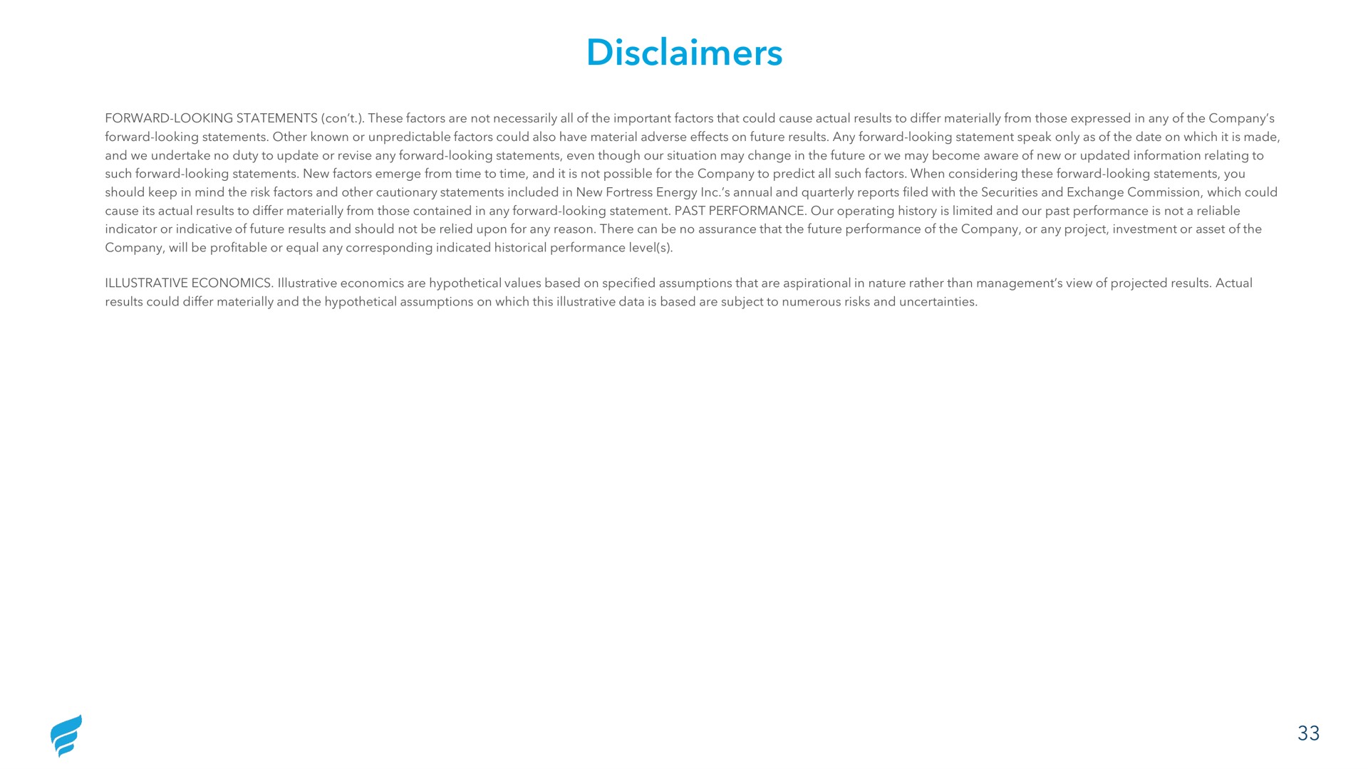 disclaimers | NewFortress Energy