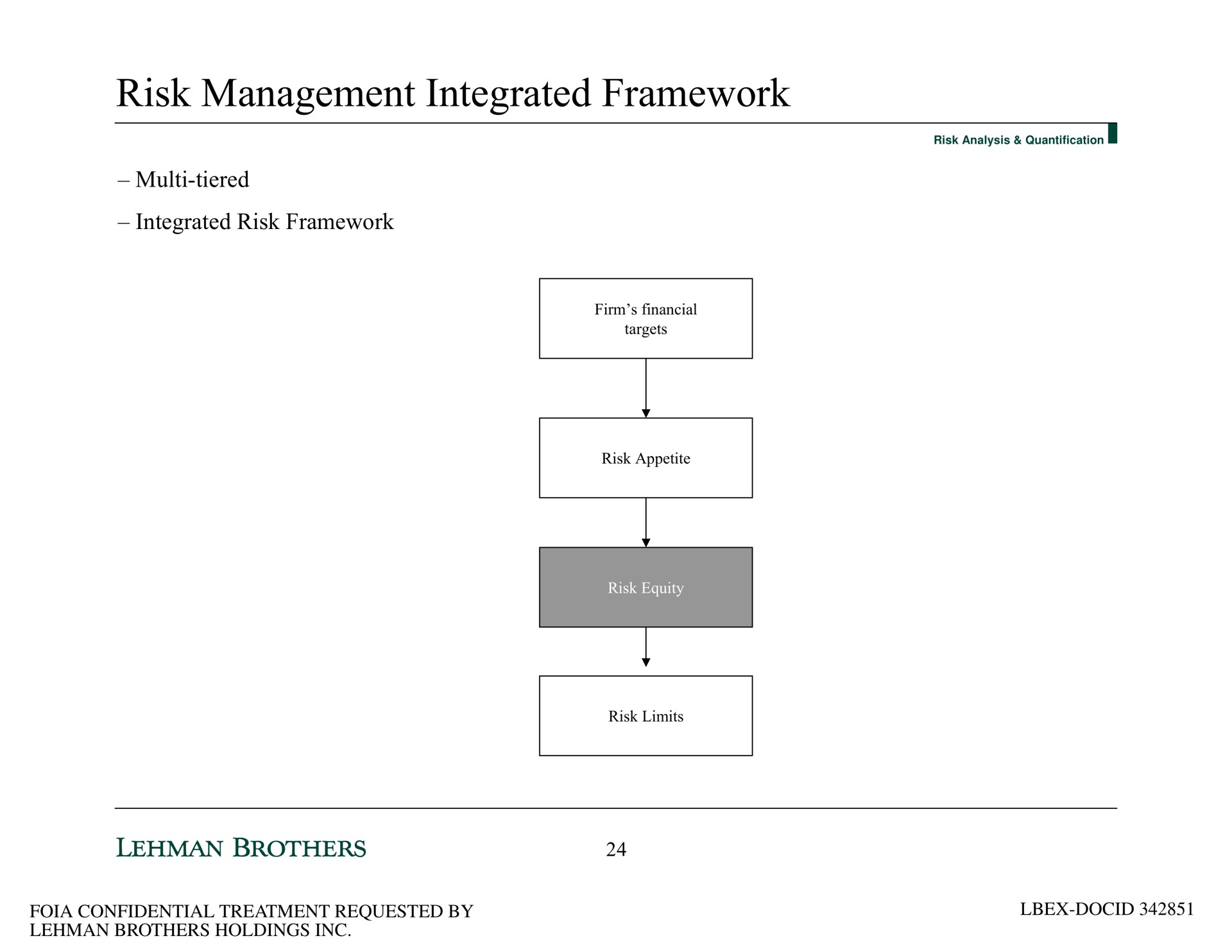 risk management integrated framework tiered integrated risk framework | Lehman Brothers