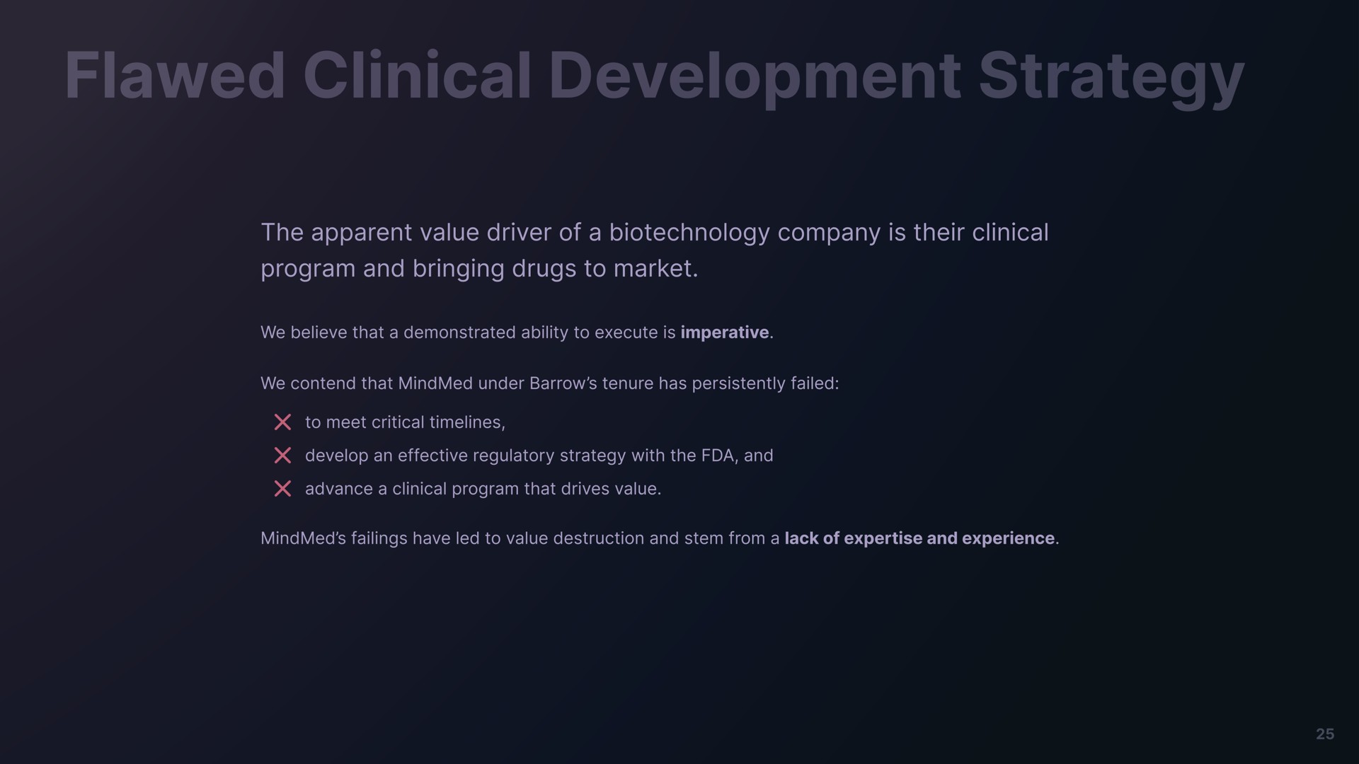 flawed clinical development strategy | Freeman Capital Management