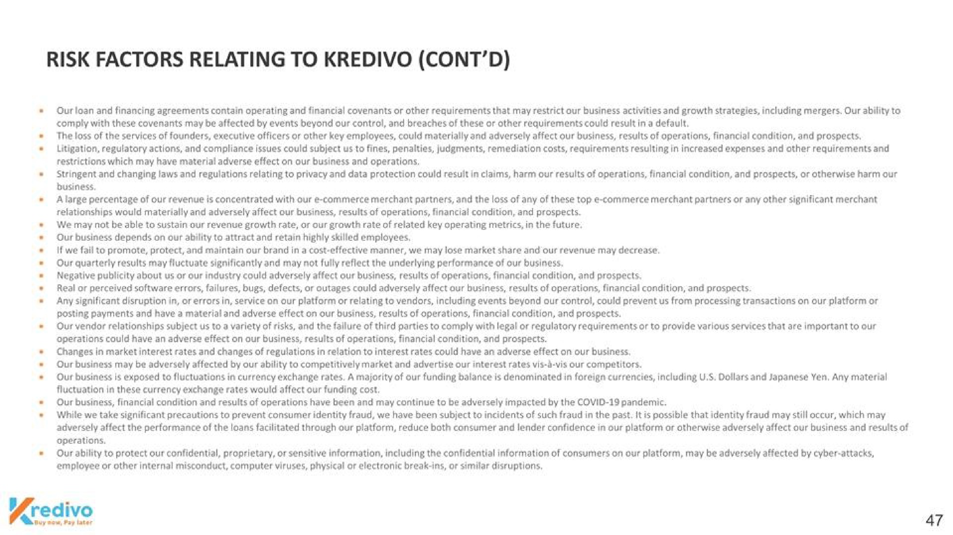 risk factors relating to | Kredivo