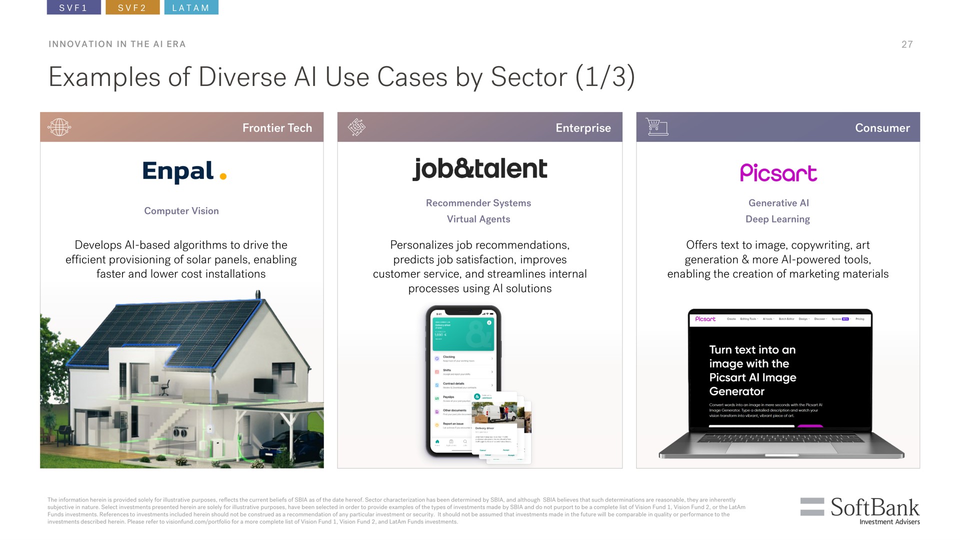 examples of diverse use cases by sector job talent | SoftBank