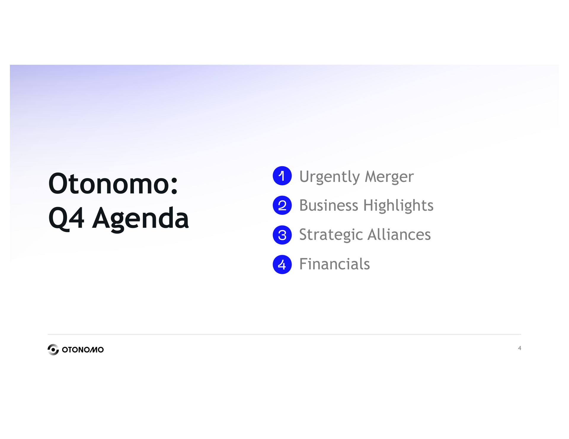 agenda urgently merger business highlights strategic alliances | Otonomo
