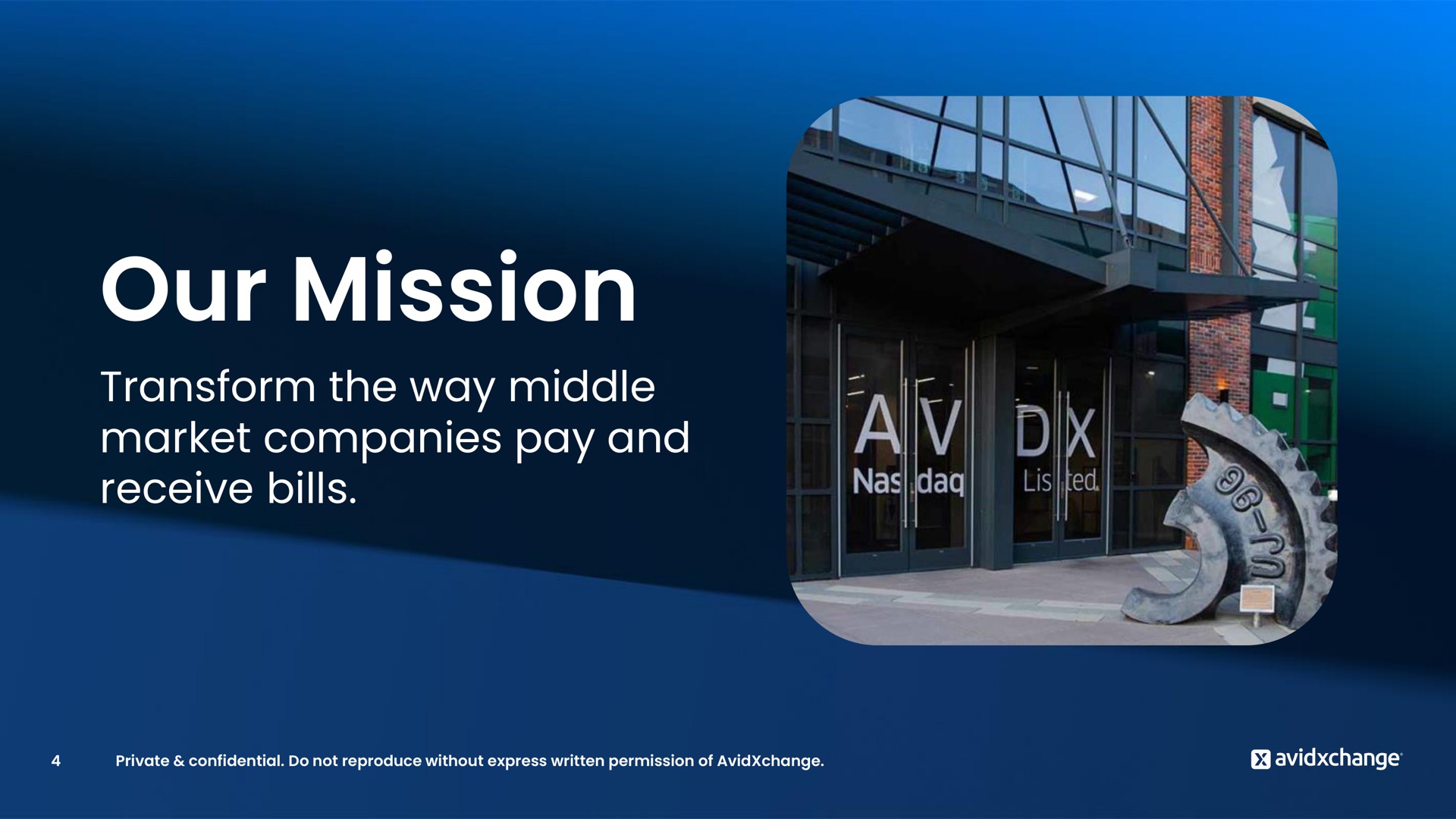 our mission transform the way middle market companies pay and receive bills a | AvidXchange