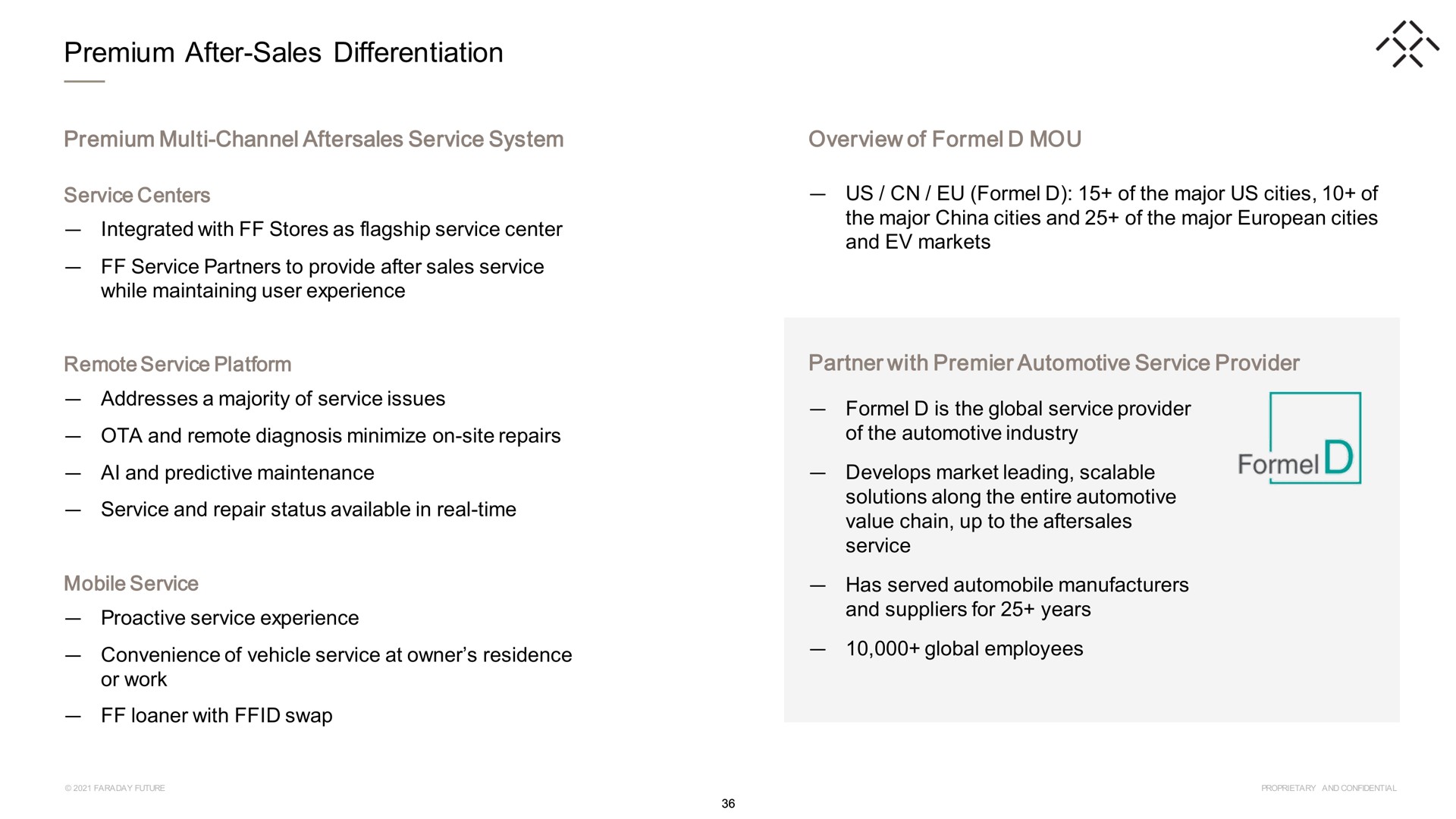 premium after sales differentiation premium channel service system overview of formel mou partner with premier automotive service provider | Faraday Future
